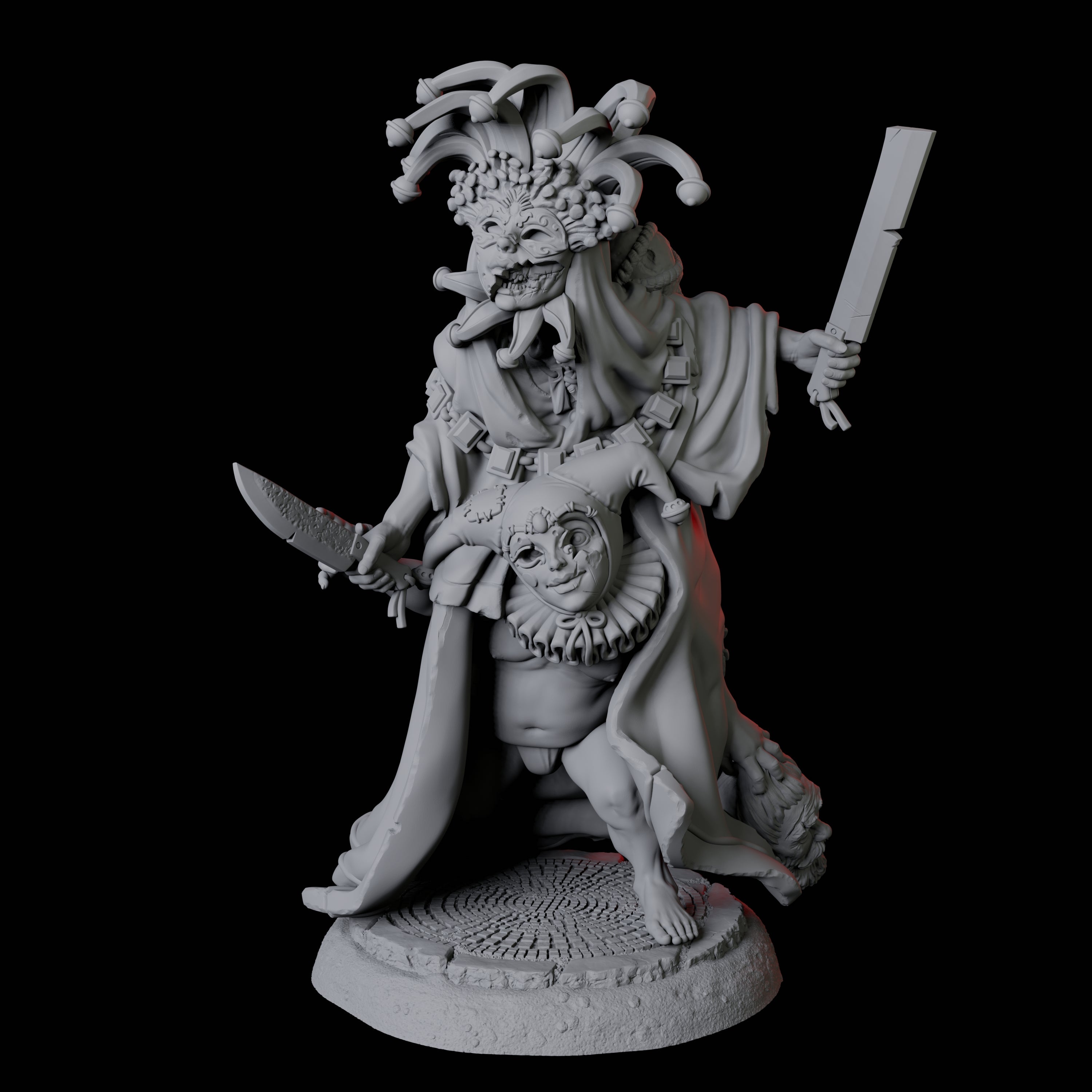 Weird Halfling Jester Pair B Miniature for Dungeons and Dragons, Pathfinder or other TTRPGs