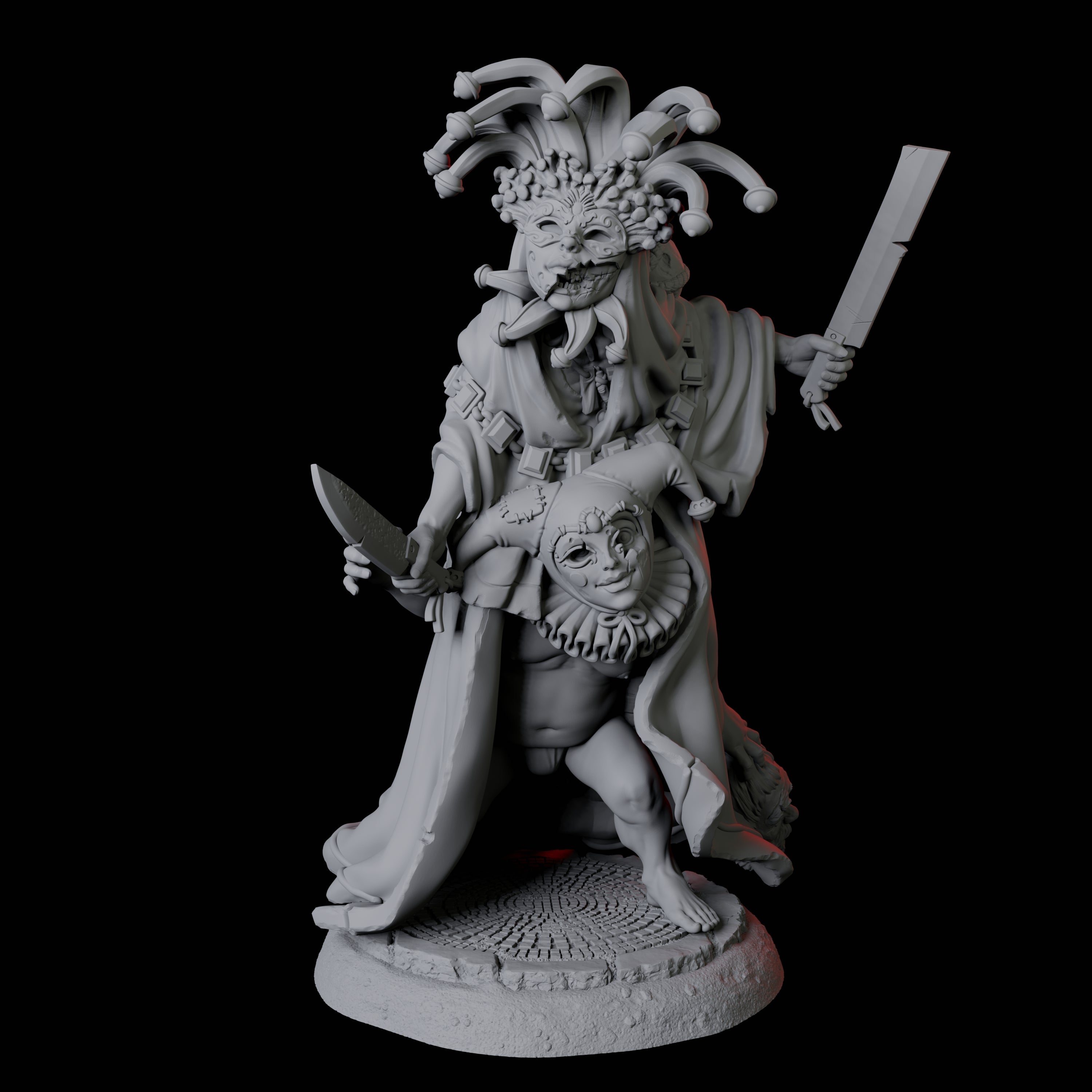 Weird Halfling Jester Pair B Miniature for Dungeons and Dragons, Pathfinder or other TTRPGs
