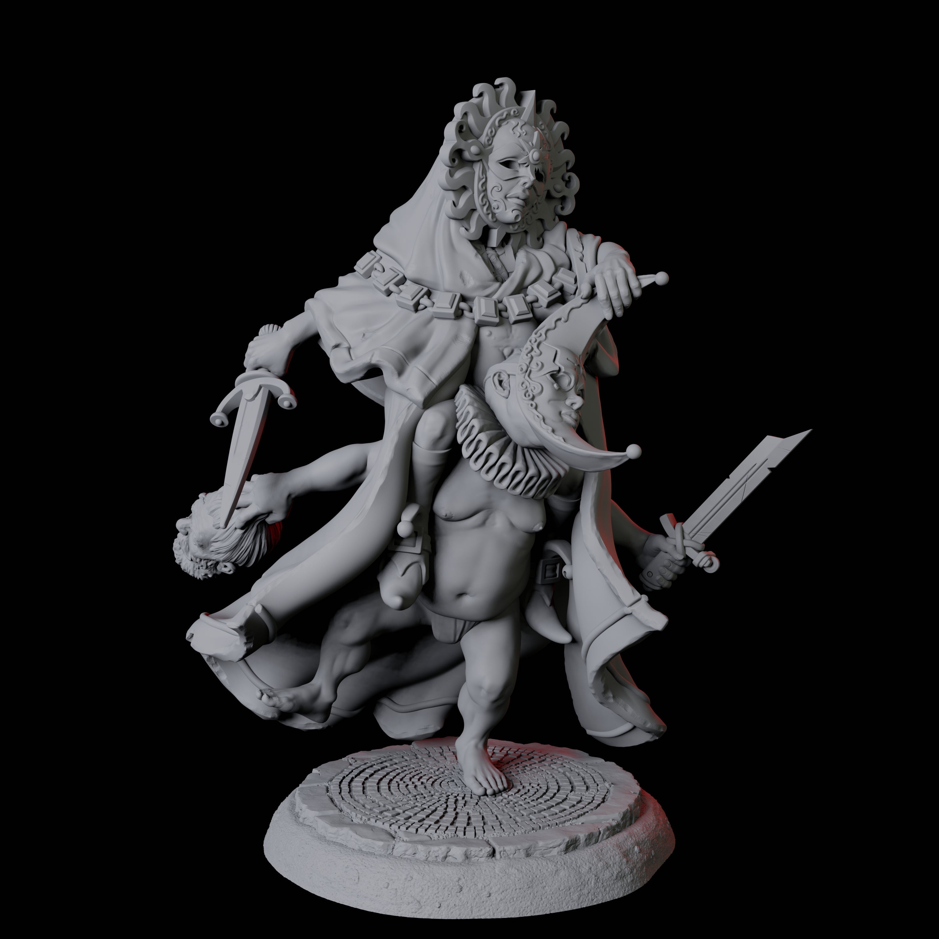 Weird Halfling Jester Pair C Miniature for Dungeons and Dragons, Pathfinder or other TTRPGs