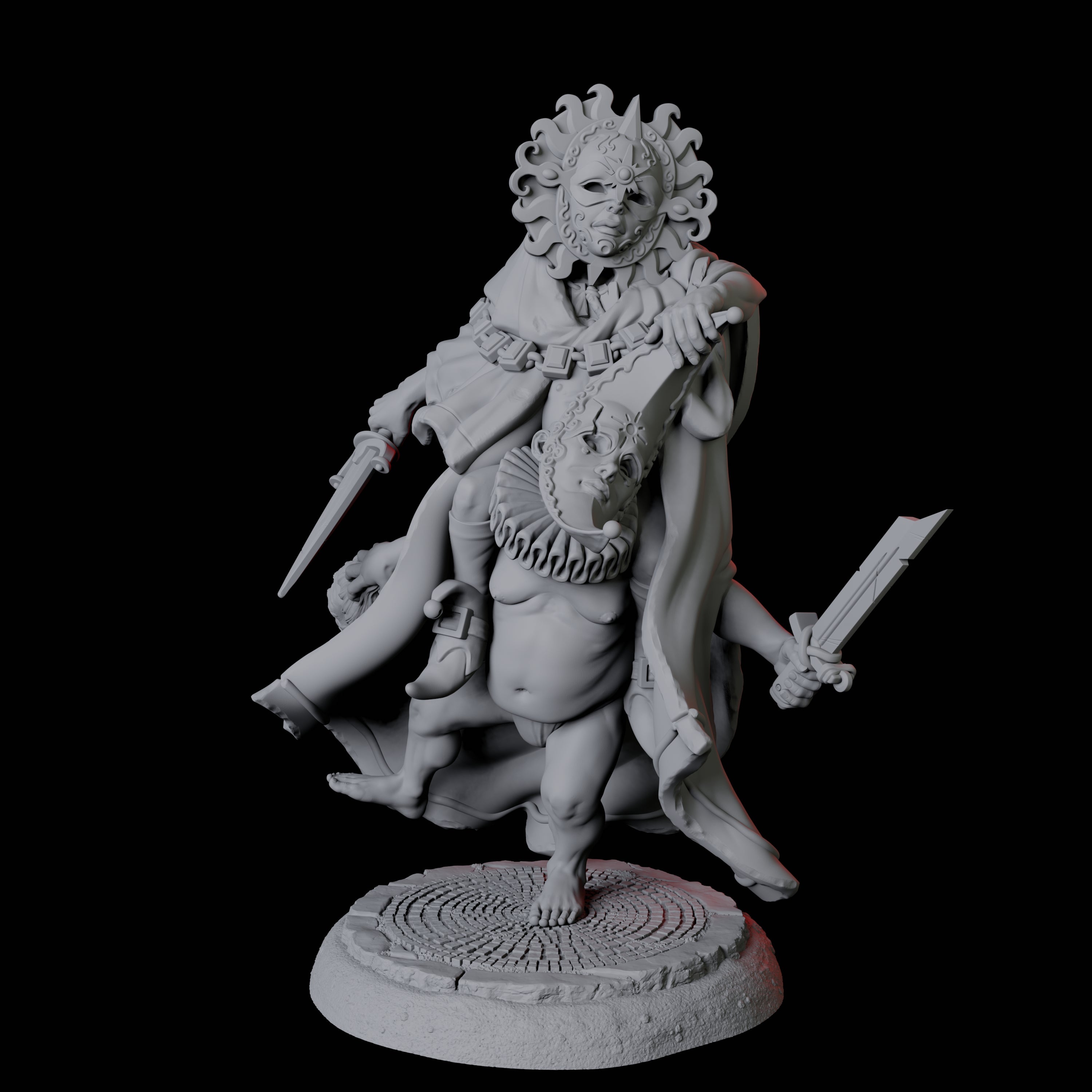 Weird Halfling Jester Pair C Miniature for Dungeons and Dragons, Pathfinder or other TTRPGs