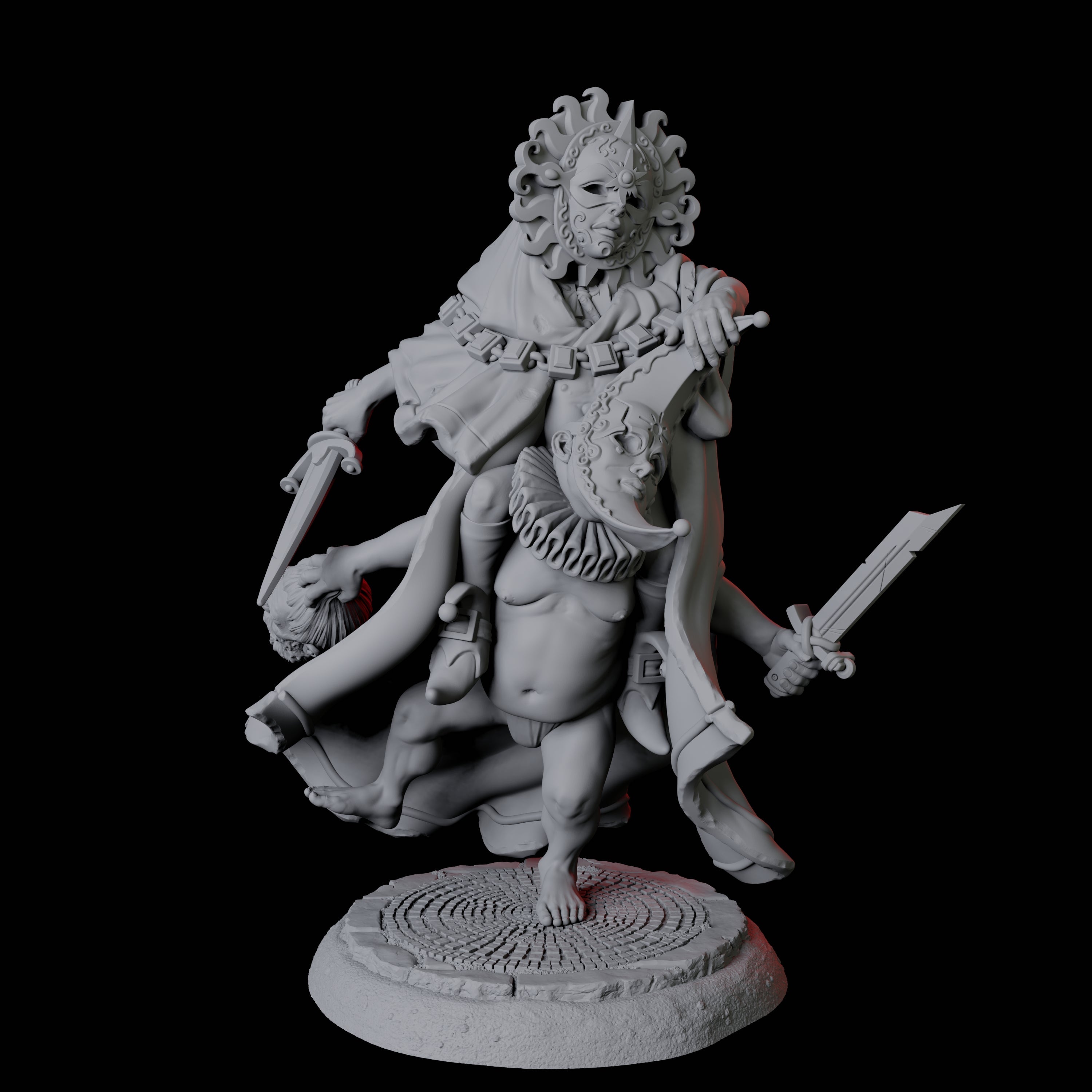 Weird Halfling Jester Pair C Miniature for Dungeons and Dragons, Pathfinder or other TTRPGs
