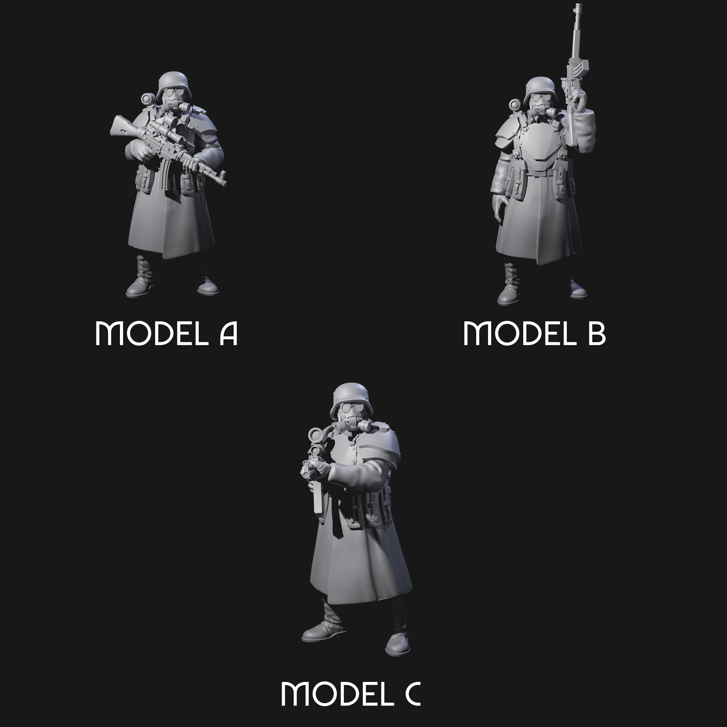 Weird War German Masked Commandos Miniature for Dungeons and Dragons, Pathfinder or other TTRPGs