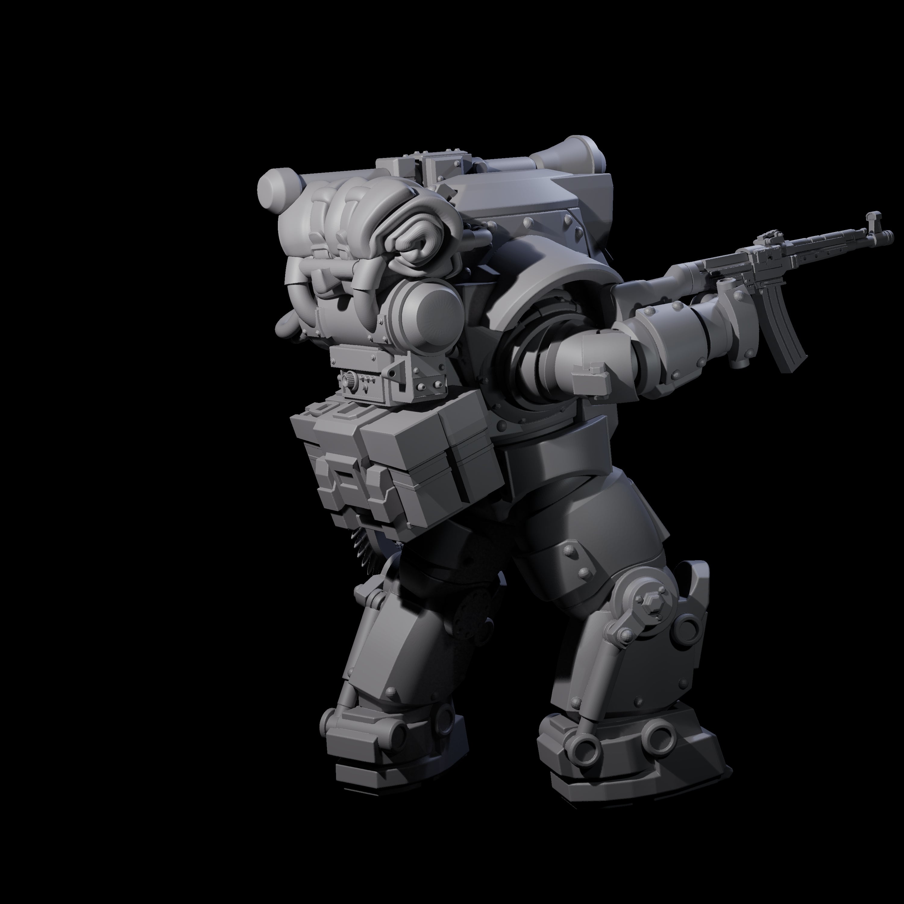 Weird War Mech Suited German Exo-Trooper C Miniature for Dungeons and Dragons, Pathfinder or other TTRPGs