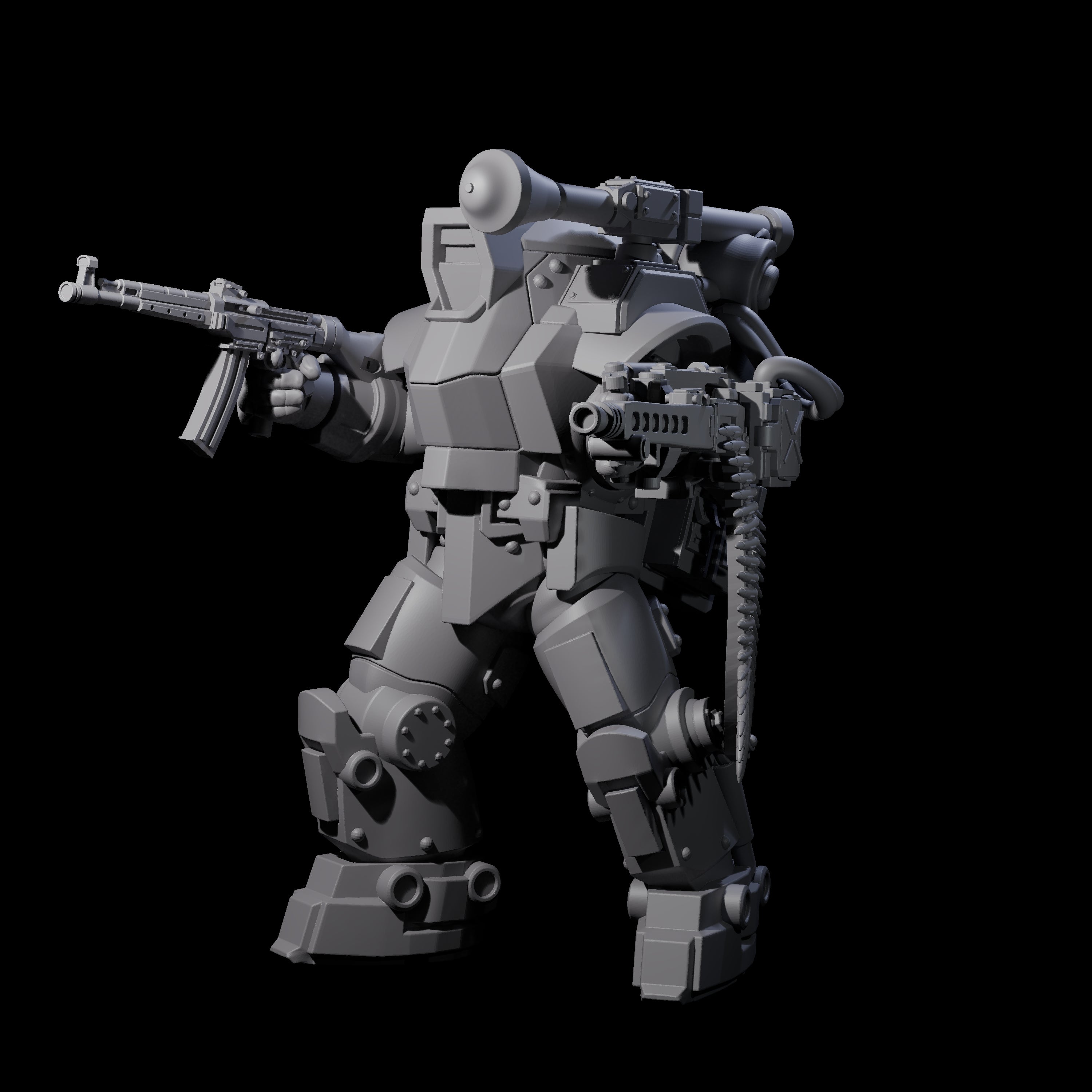 Weird War Mech Suited German Exo-Trooper C Miniature for Dungeons and Dragons, Pathfinder or other TTRPGs