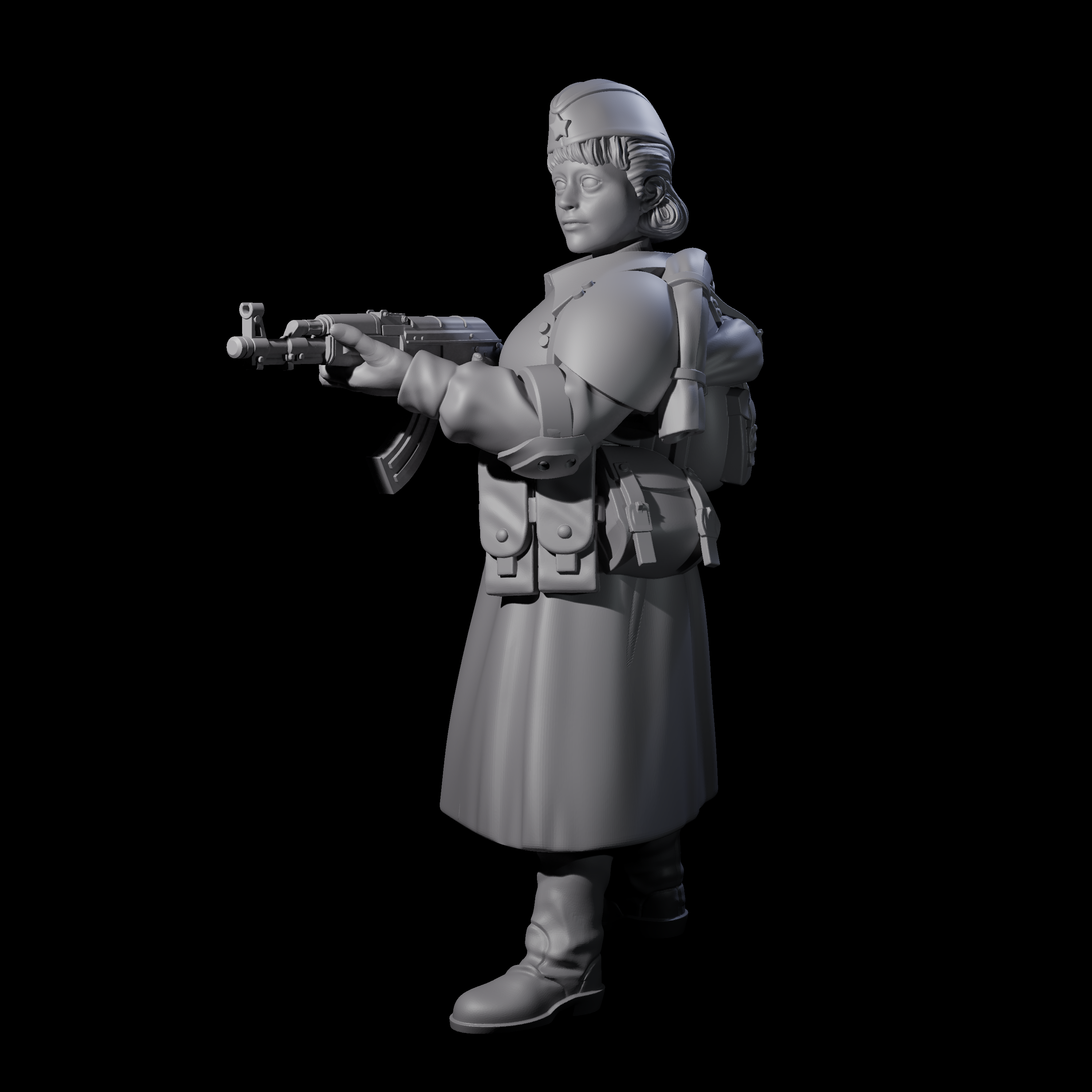 Weird War Soviet AK47 Fighting War Maiden A Miniature for Dungeons and Dragons, Pathfinder or other TTRPGs
