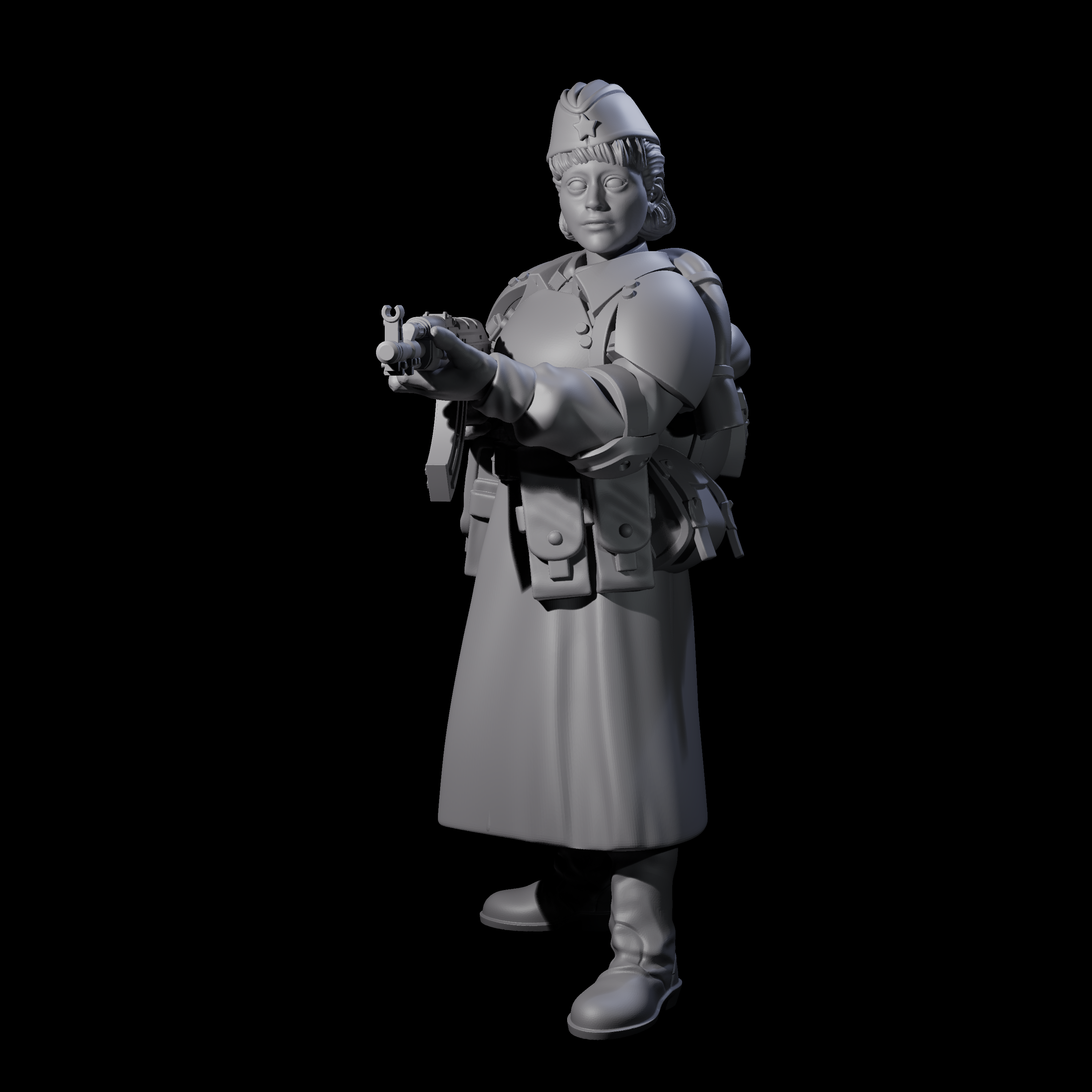 Weird War Soviet AK47 Fighting War Maiden A Miniature for Dungeons and Dragons, Pathfinder or other TTRPGs