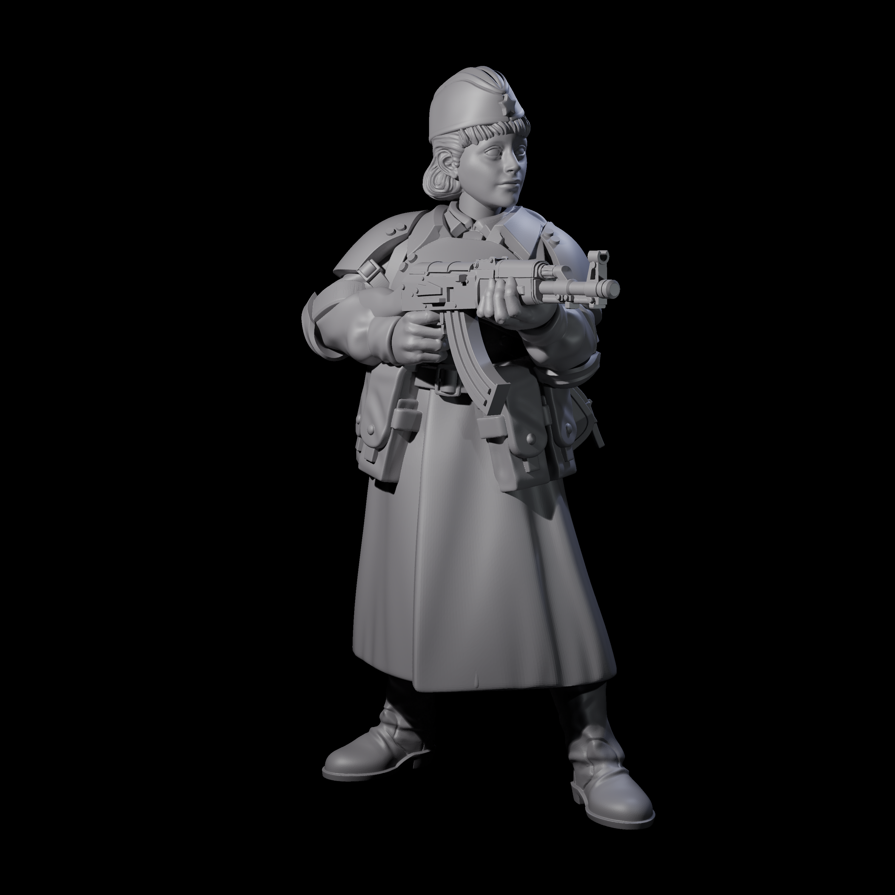 Weird War Soviet AK47 Fighting War Maiden A Miniature for Dungeons and Dragons, Pathfinder or other TTRPGs
