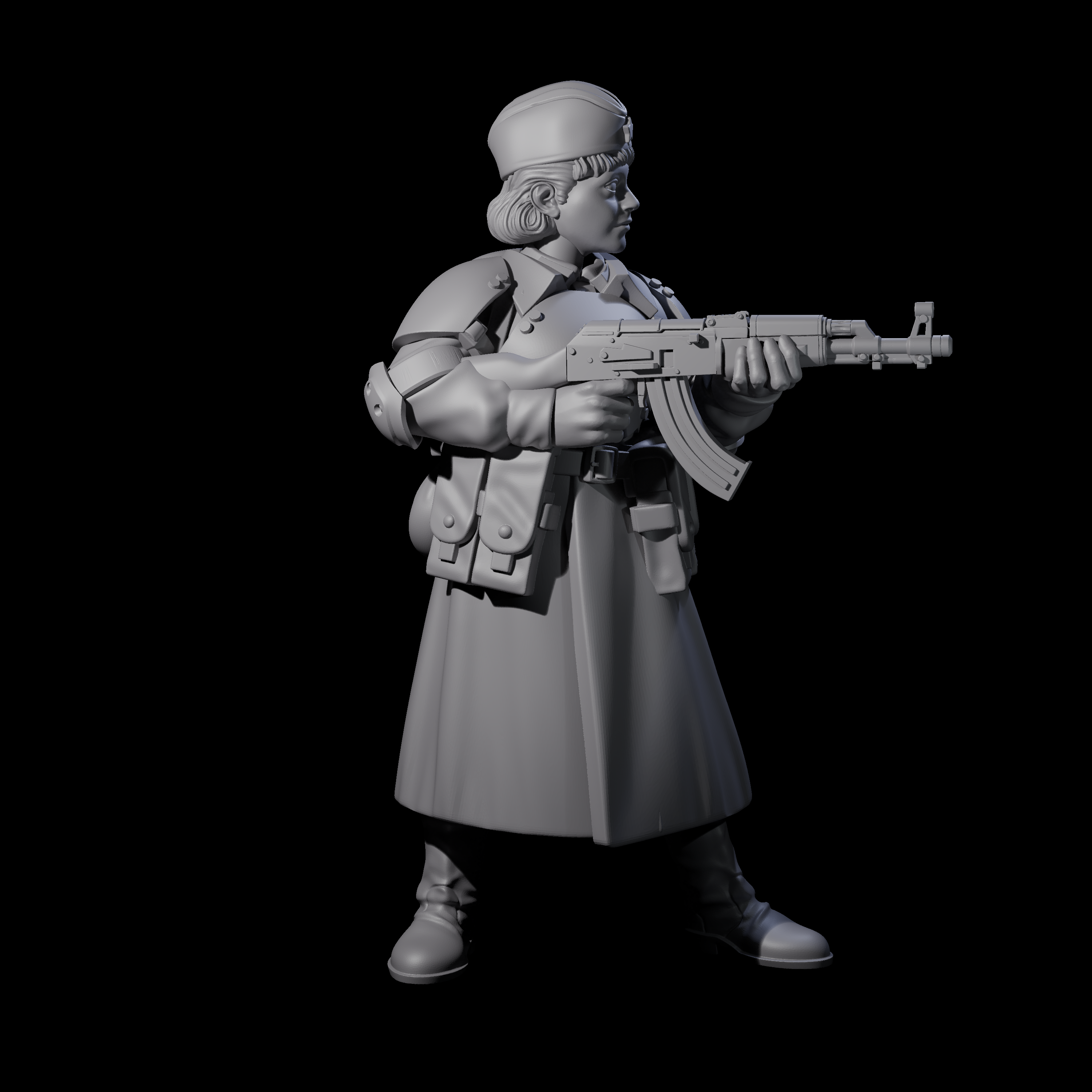 Weird War Soviet AK47 Fighting War Maiden A Miniature for Dungeons and Dragons, Pathfinder or other TTRPGs