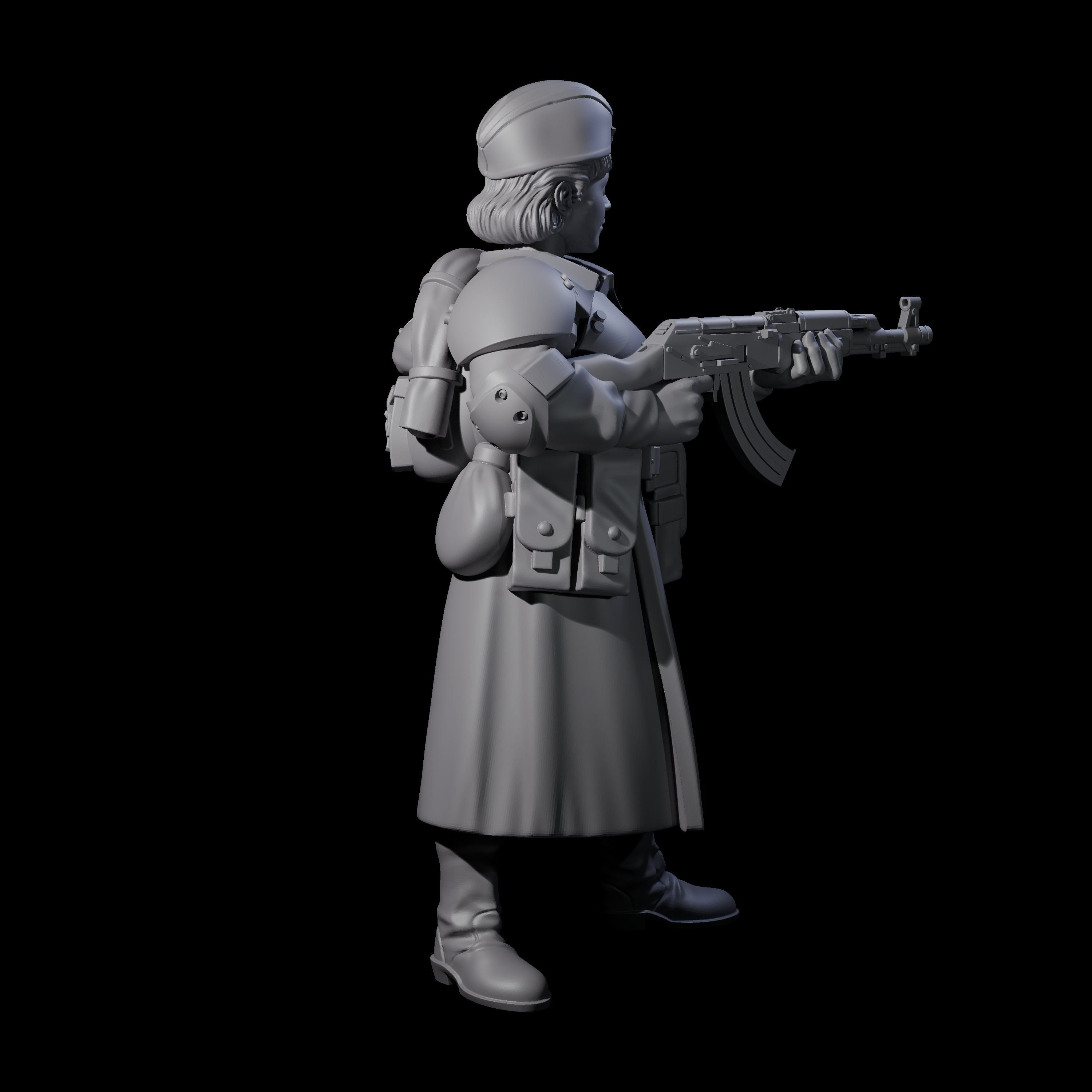 Weird War Soviet AK47 Fighting War Maiden A Miniature for Dungeons and Dragons, Pathfinder or other TTRPGs