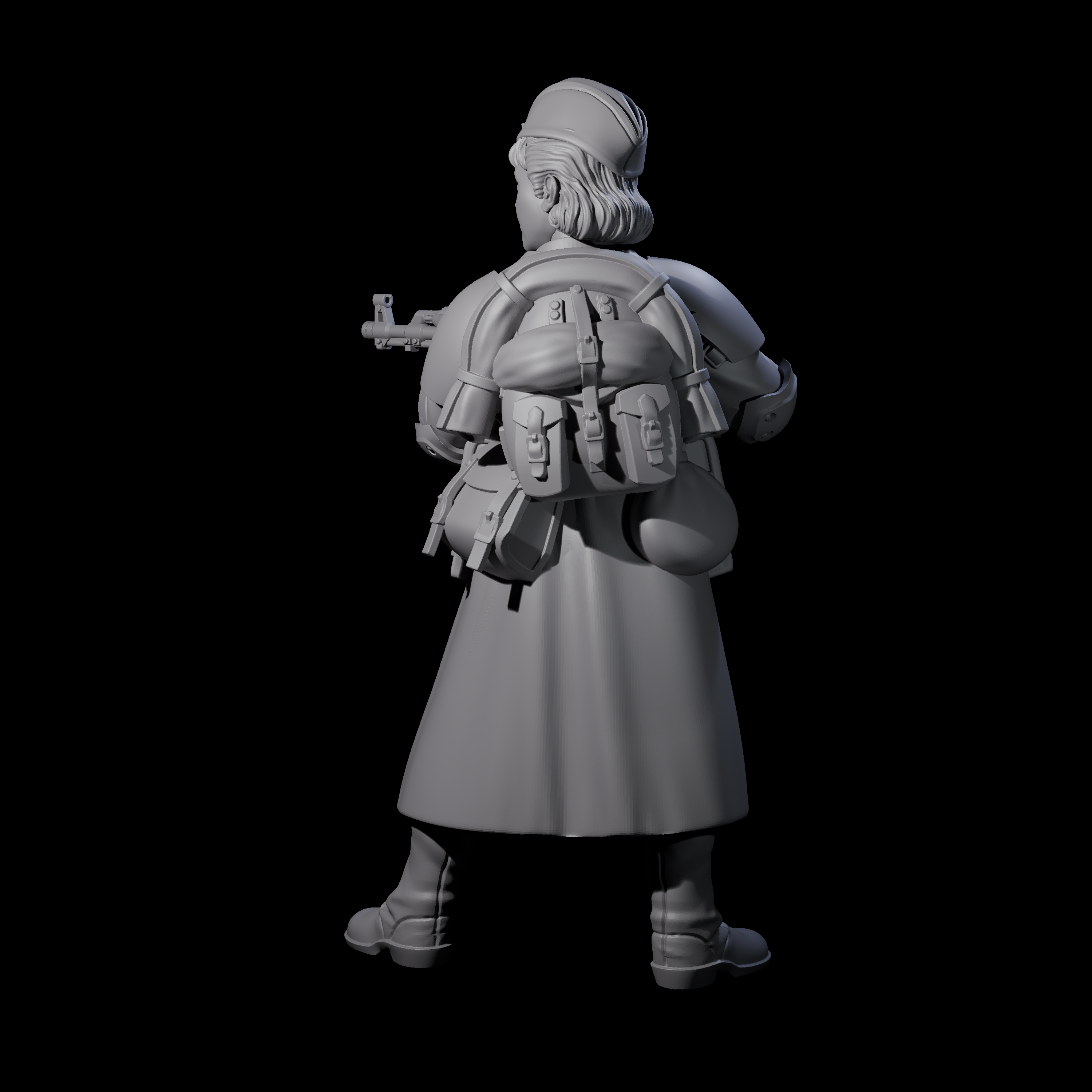 Weird War Soviet AK47 Fighting War Maiden A Miniature for Dungeons and Dragons, Pathfinder or other TTRPGs