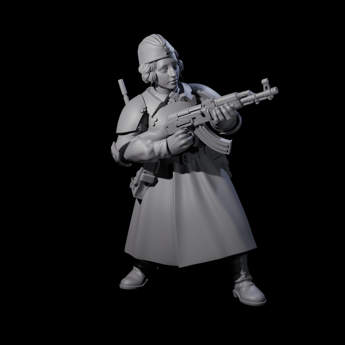 Weird War Soviet AK47 Fighting War Maiden B Miniature for Dungeons and Dragons, Pathfinder or other TTRPGs
