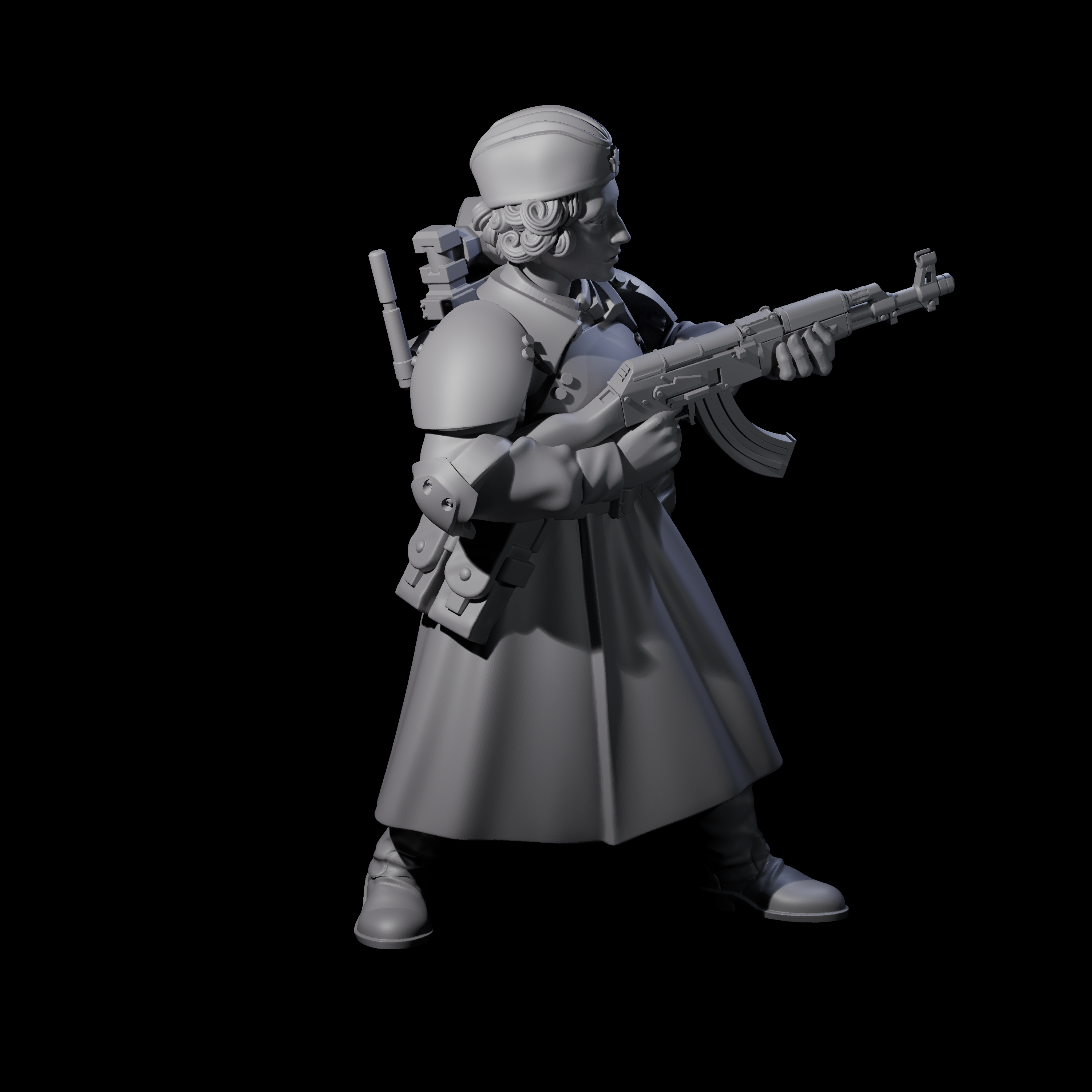 Weird War Soviet AK47 Fighting War Maiden B Miniature for Dungeons and Dragons, Pathfinder or other TTRPGs