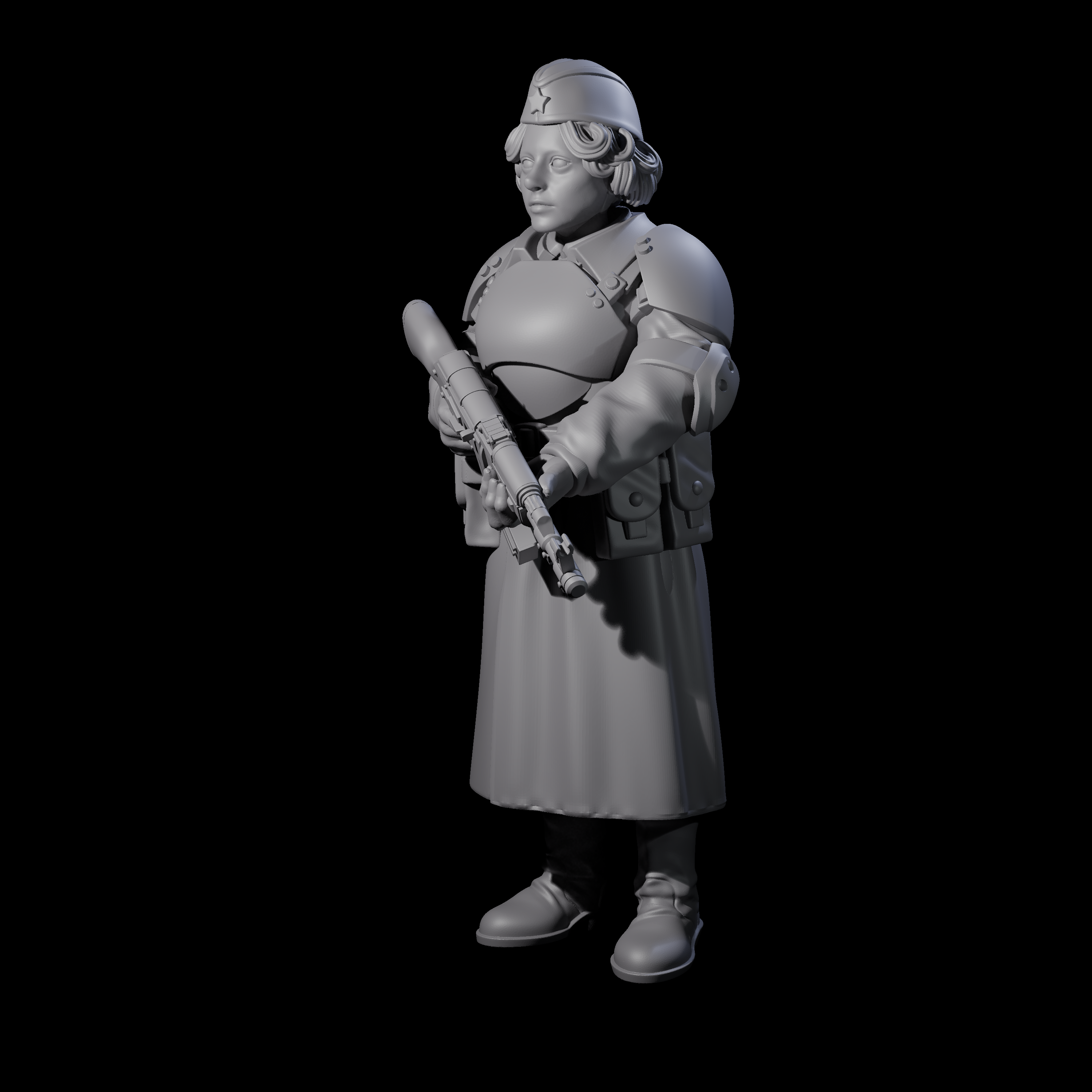 Weird War Soviet AK47 Fighting War Maiden C Miniature for Dungeons and Dragons, Pathfinder or other TTRPGs