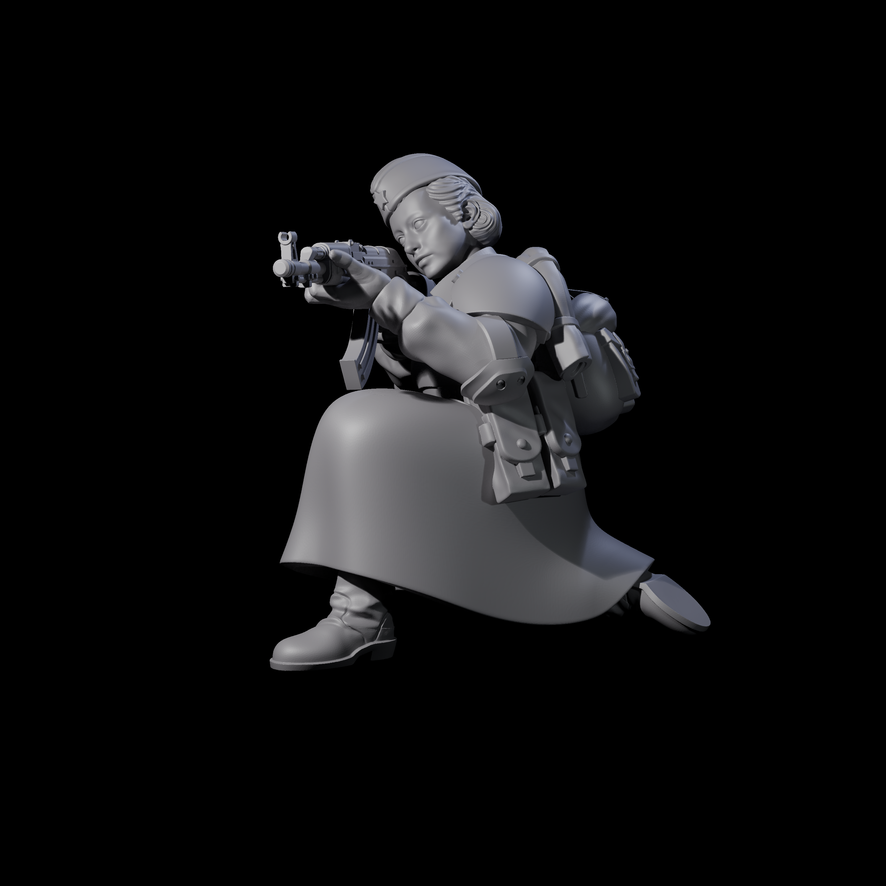 Weird War Soviet AK47 Fighting War Maiden D Miniature for Dungeons and Dragons, Pathfinder or other TTRPGs
