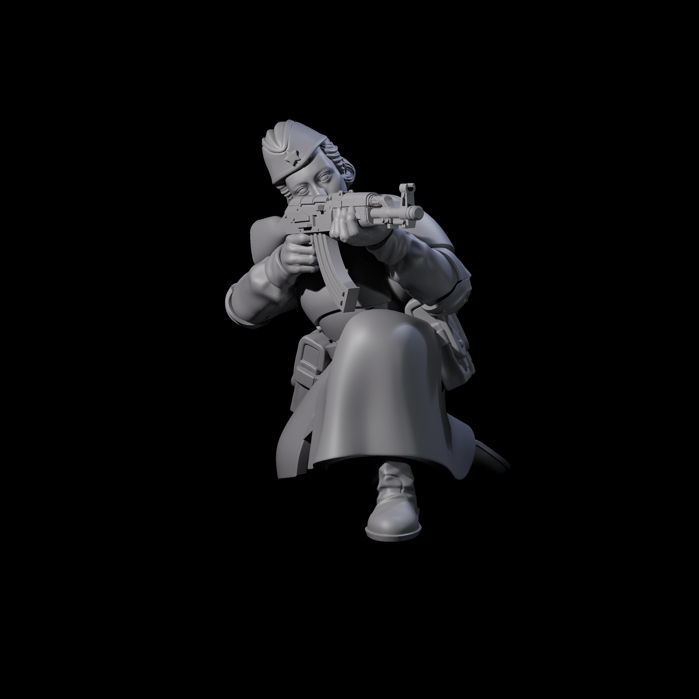 Weird War Soviet AK47 Fighting War Maiden D Miniature for Dungeons and Dragons, Pathfinder or other TTRPGs