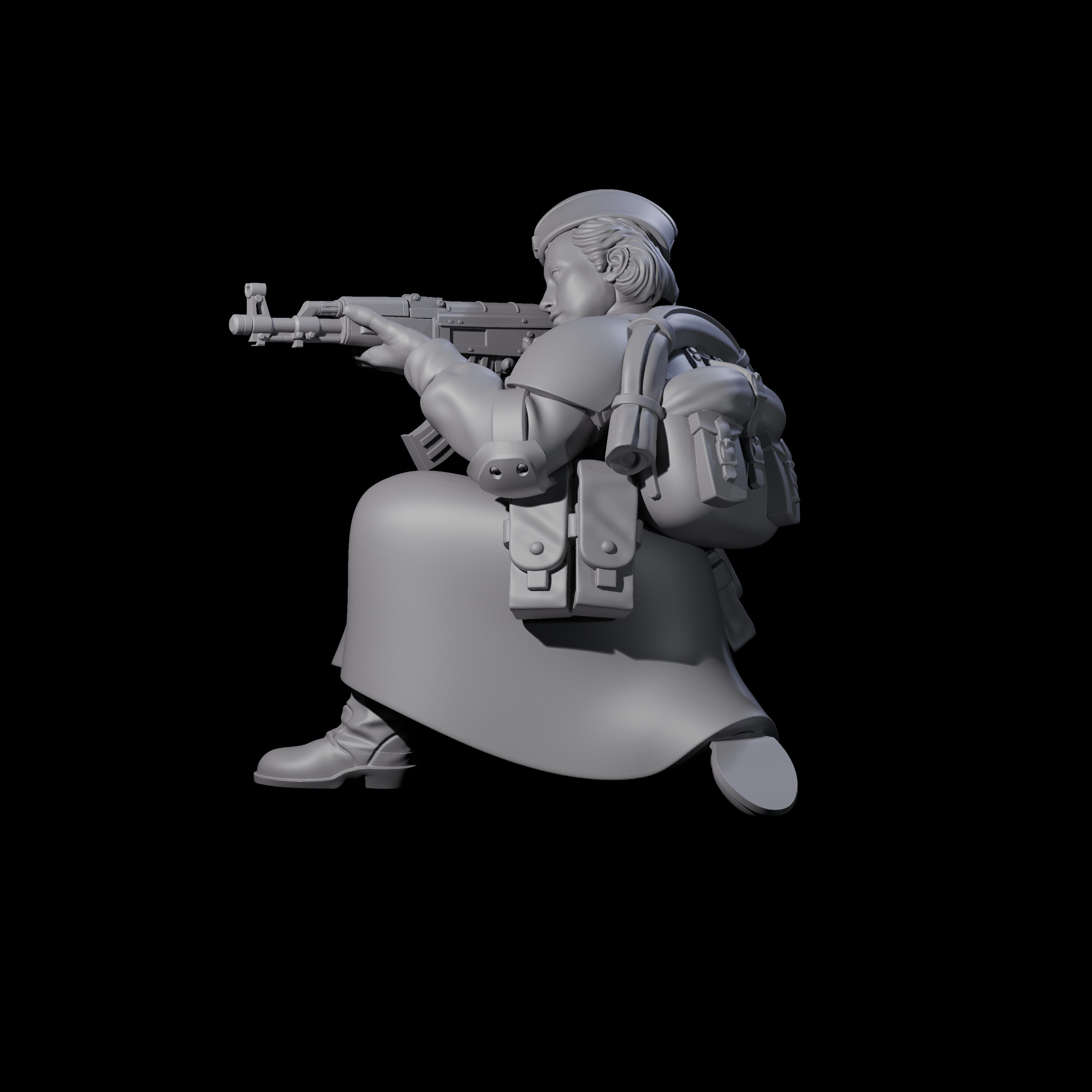 Weird War Soviet AK47 Fighting War Maiden D Miniature for Dungeons and Dragons, Pathfinder or other TTRPGs