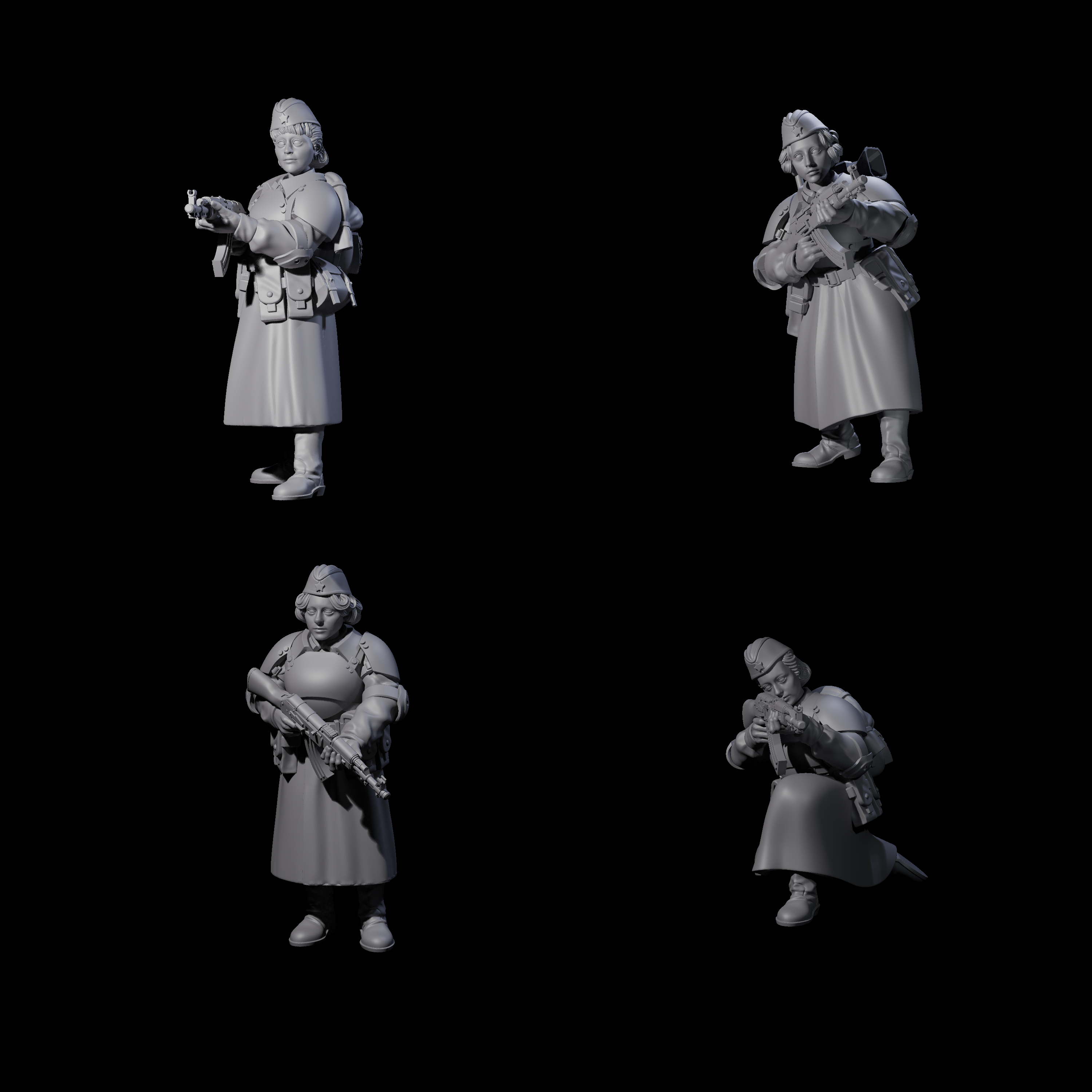 Weird War Soviet AK47 Fighting War Maidens Miniature for Dungeons and Dragons, Pathfinder or other TTRPGs