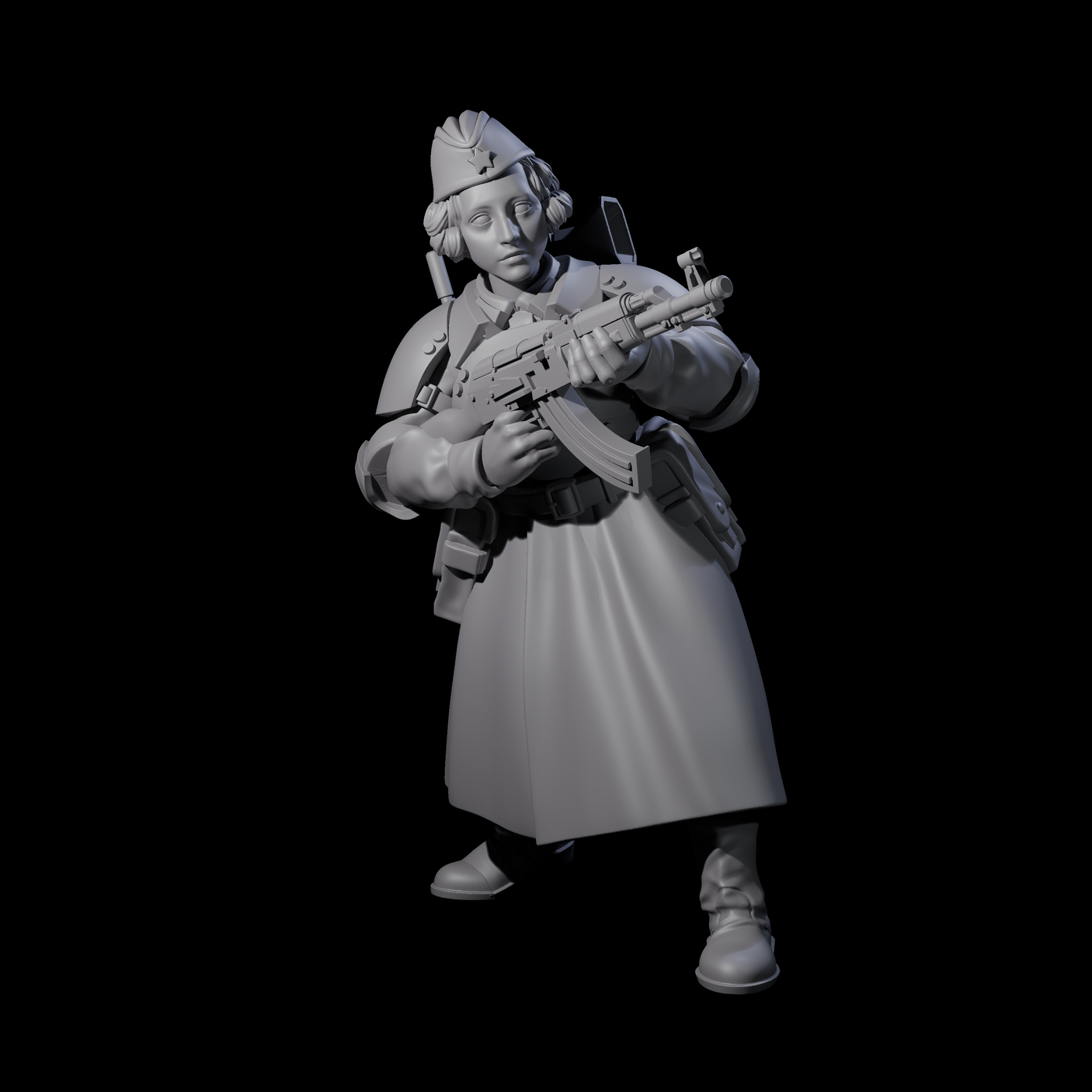 Weird War Soviet AK47 Fighting War Maidens Miniature for Dungeons and Dragons, Pathfinder or other TTRPGs