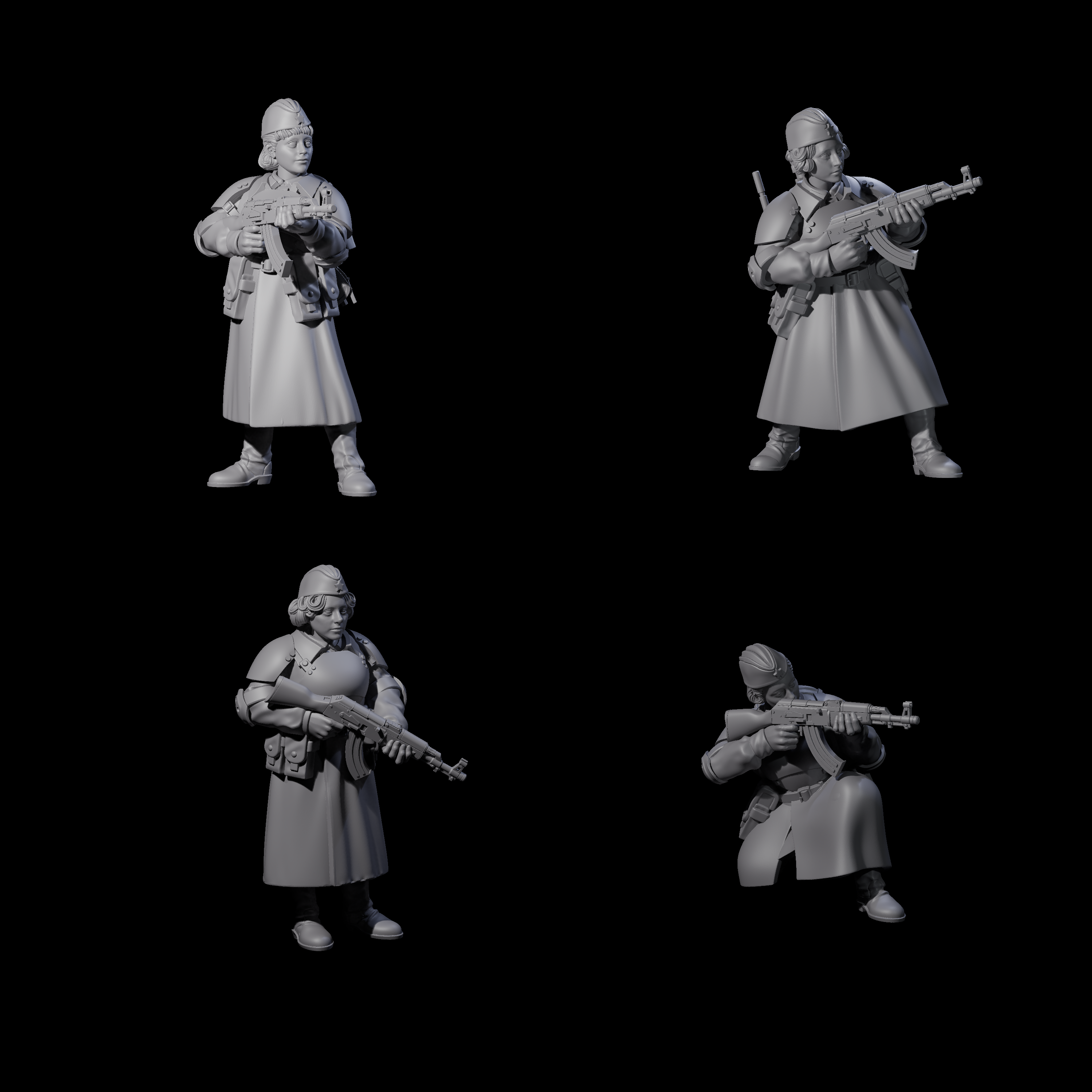 Weird War Soviet AK47 Fighting War Maidens Miniature for Dungeons and Dragons, Pathfinder or other TTRPGs