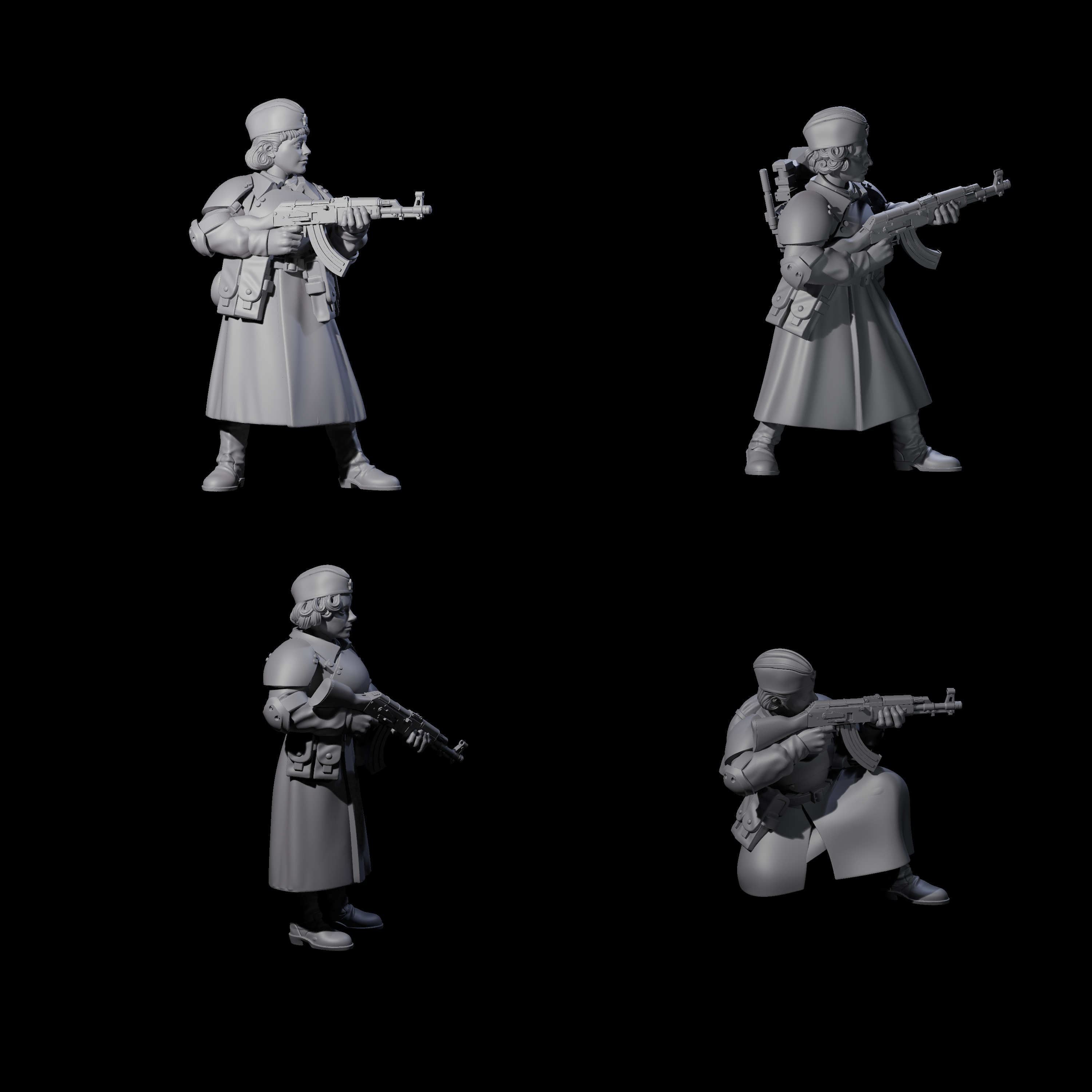 Weird War Soviet AK47 Fighting War Maidens Miniature for Dungeons and Dragons, Pathfinder or other TTRPGs