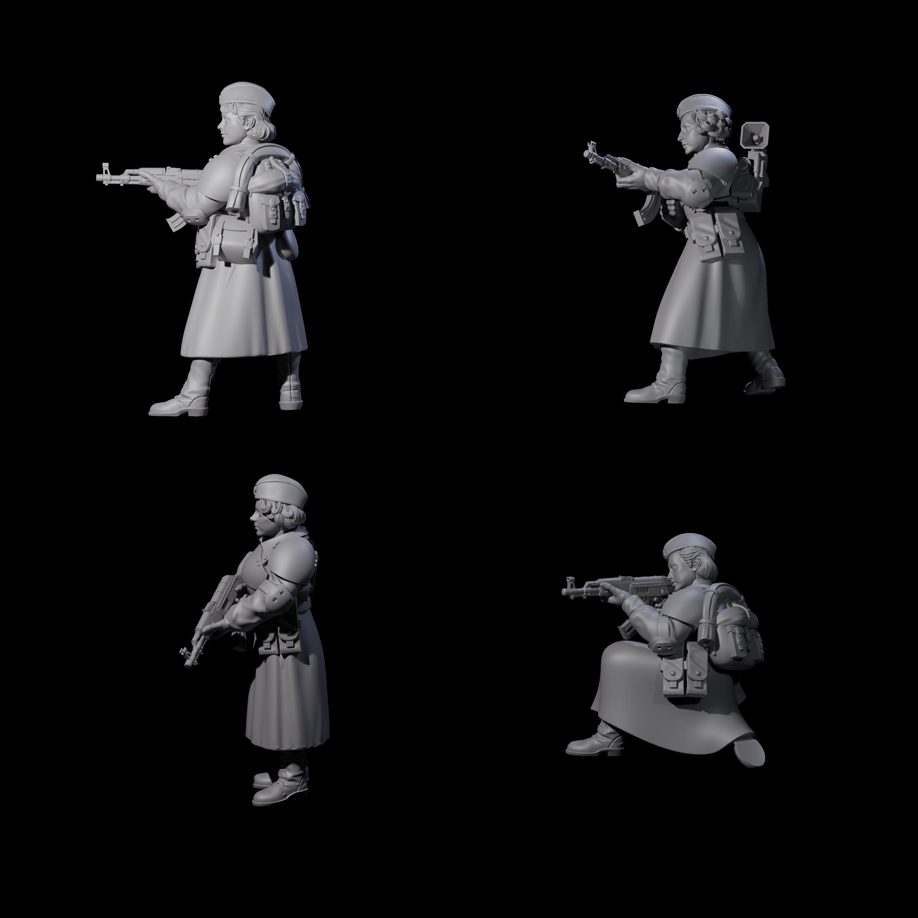 Weird War Soviet AK47 Fighting War Maidens Miniature for Dungeons and Dragons, Pathfinder or other TTRPGs