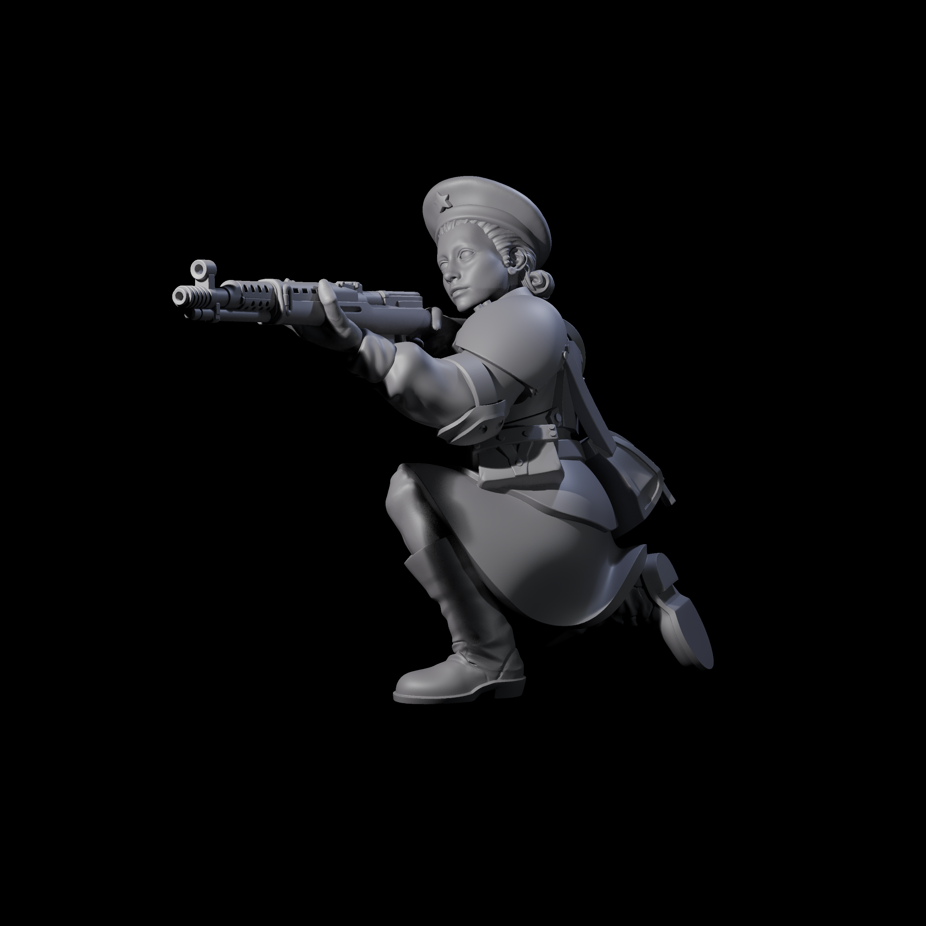 Weird War Soviet Shooting War Maiden Rifleman B Miniature for Dungeons and Dragons, Pathfinder or other TTRPGs