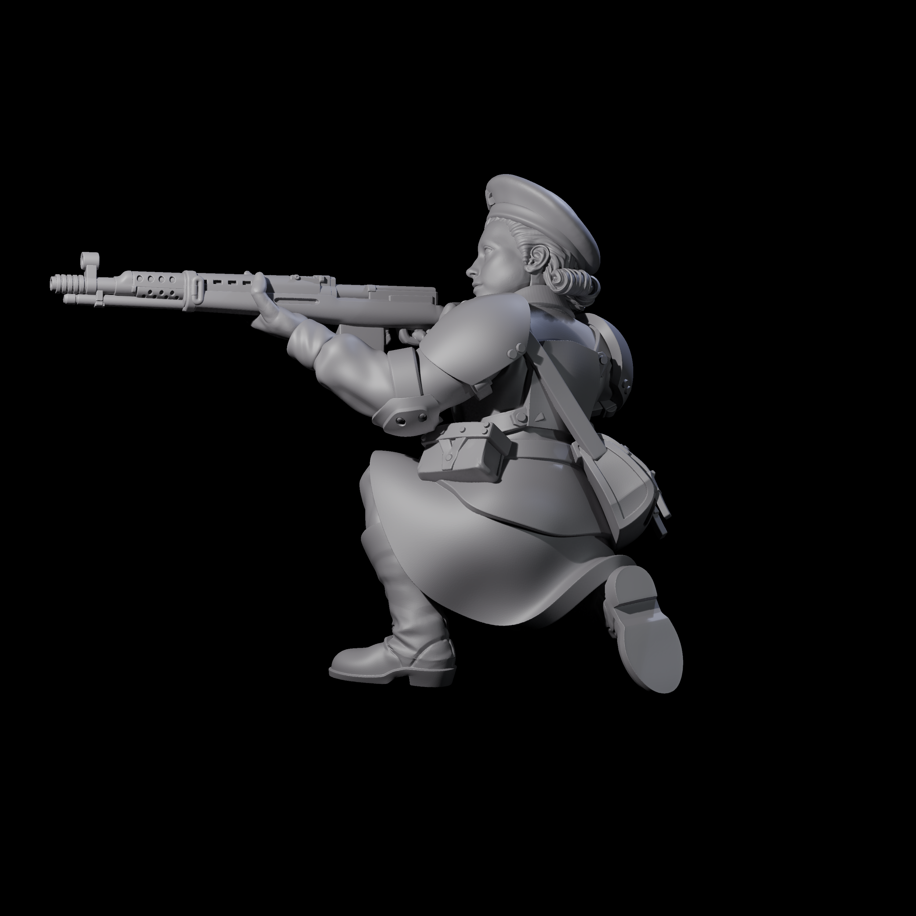 Weird War Soviet Shooting War Maiden Rifleman B Miniature for Dungeons and Dragons, Pathfinder or other TTRPGs