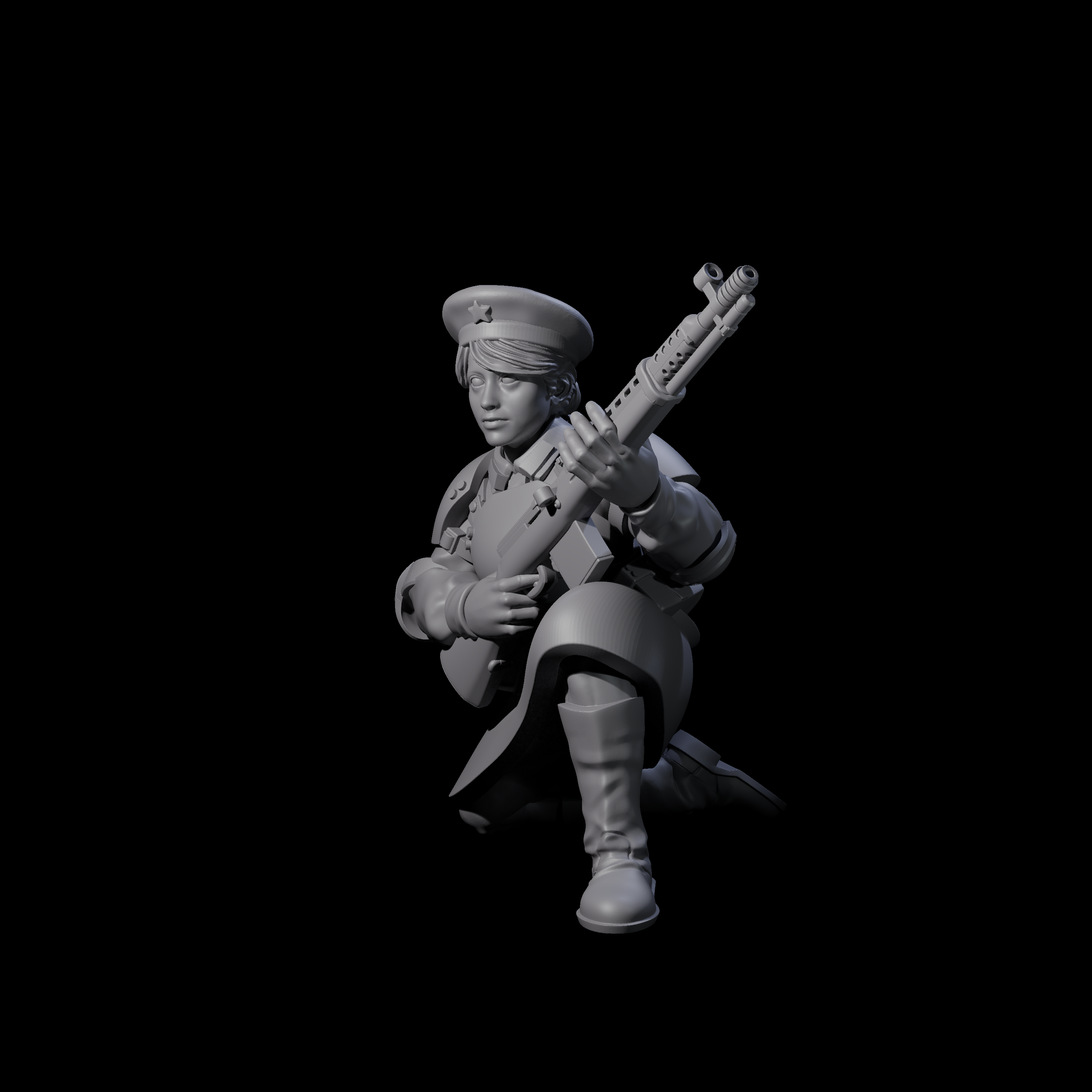 Weird War Soviet Shooting War Maiden Rifleman C Miniature for Dungeons and Dragons, Pathfinder or other TTRPGs