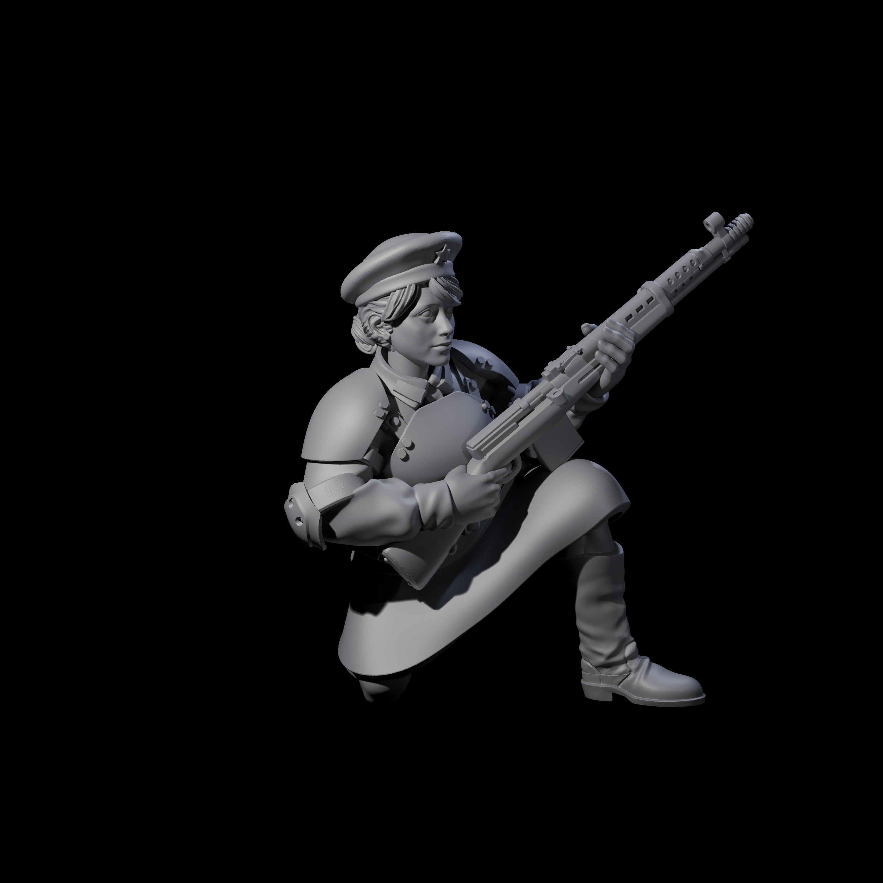 Weird War Soviet Shooting War Maiden Rifleman C Miniature for Dungeons and Dragons, Pathfinder or other TTRPGs