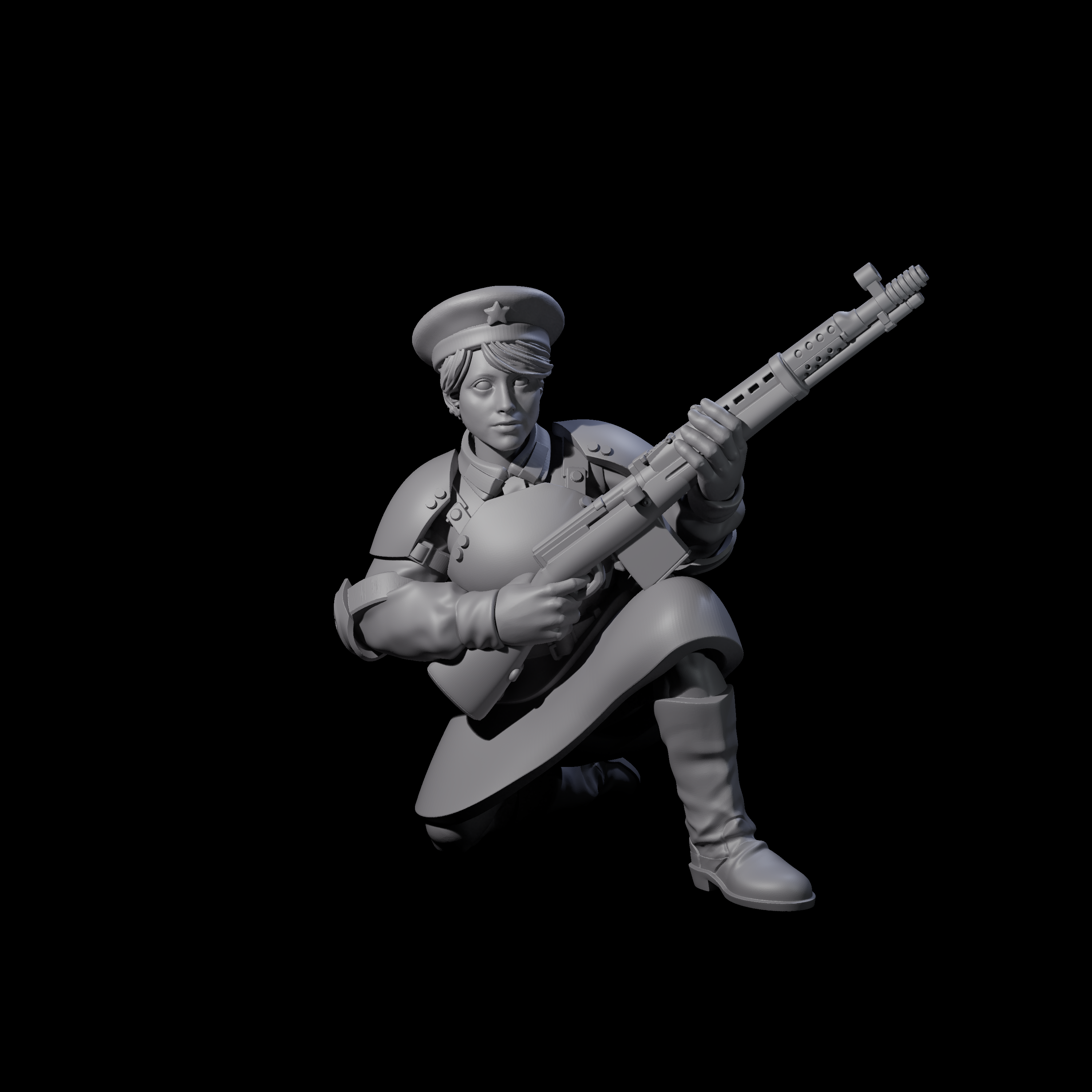Weird War Soviet Shooting War Maiden Rifleman C Miniature for Dungeons and Dragons, Pathfinder or other TTRPGs