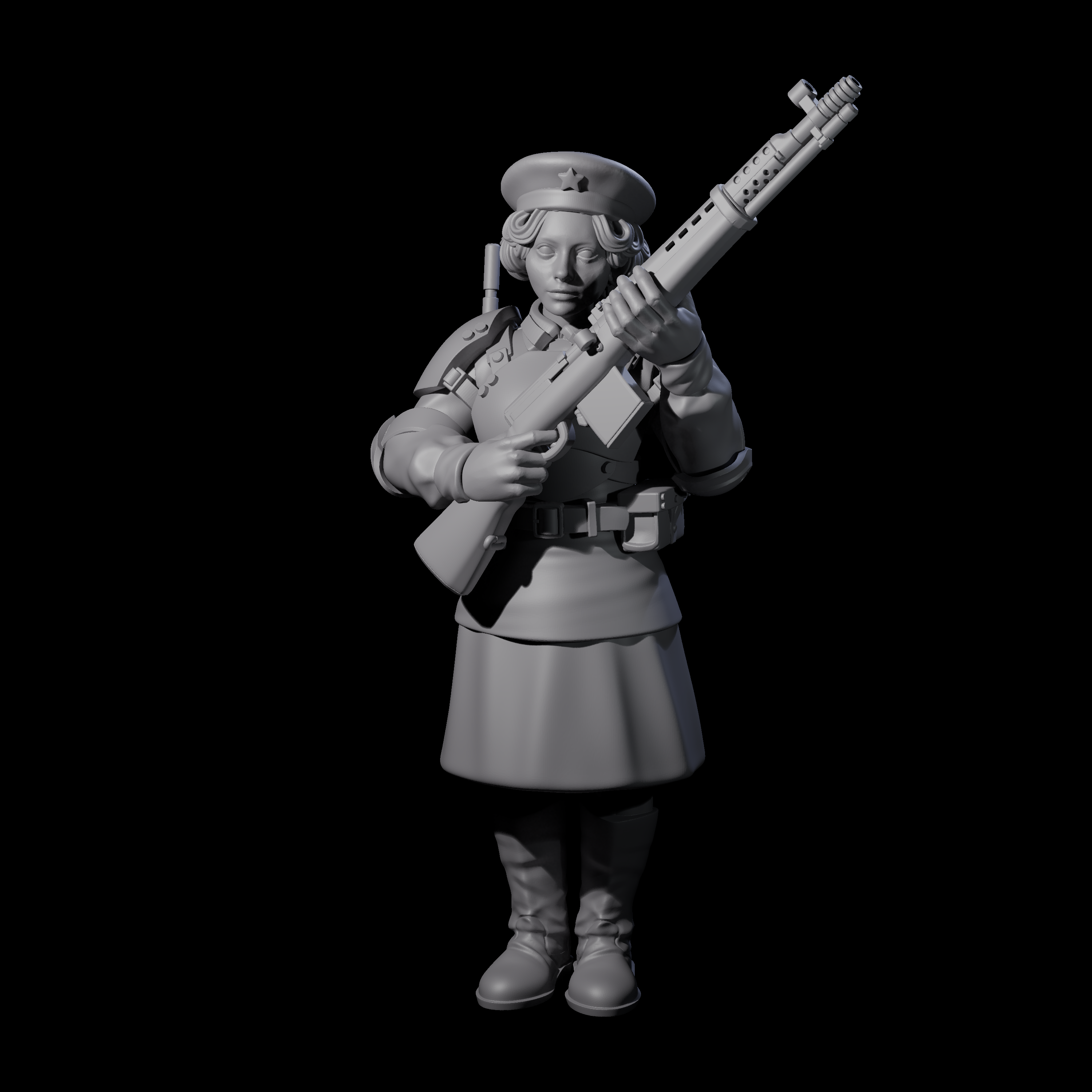 Weird War Soviet Shooting War Maiden Rifleman D Miniature for Dungeons and Dragons, Pathfinder or other TTRPGs