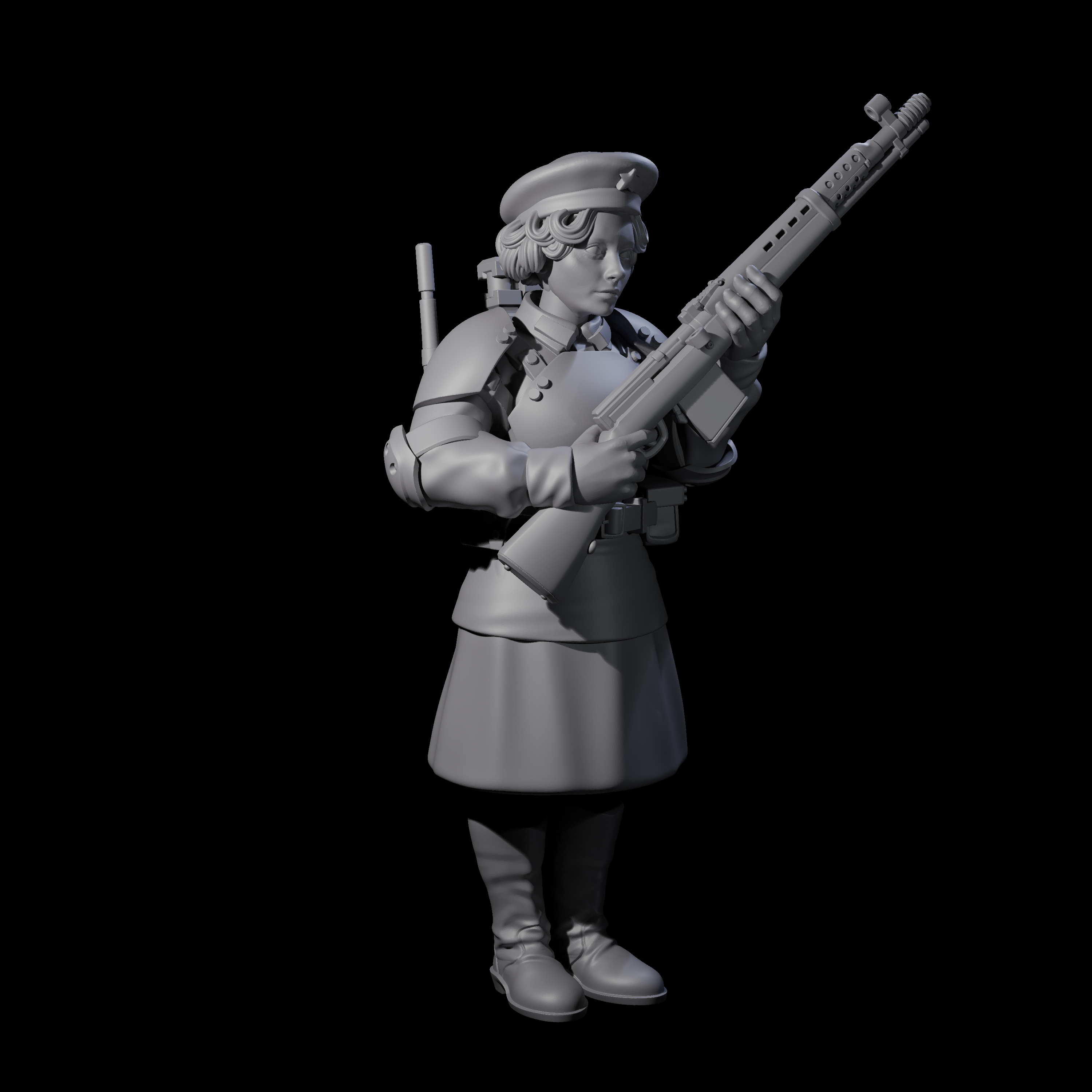 Weird War Soviet Shooting War Maiden Rifleman D Miniature for Dungeons and Dragons, Pathfinder or other TTRPGs