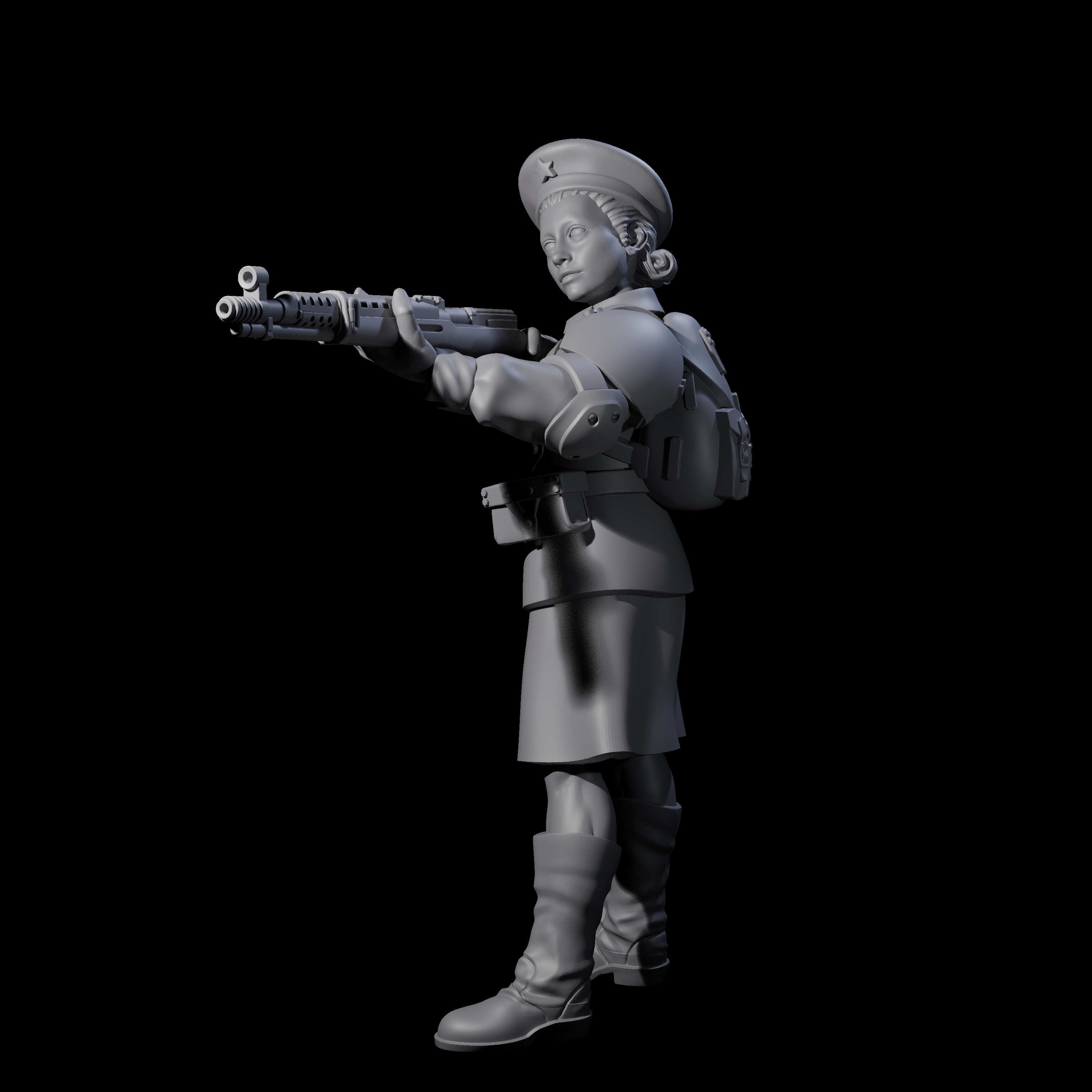 Weird War Soviet Shooting War Maiden Rifleman F Miniature for Dungeons and Dragons, Pathfinder or other TTRPGs