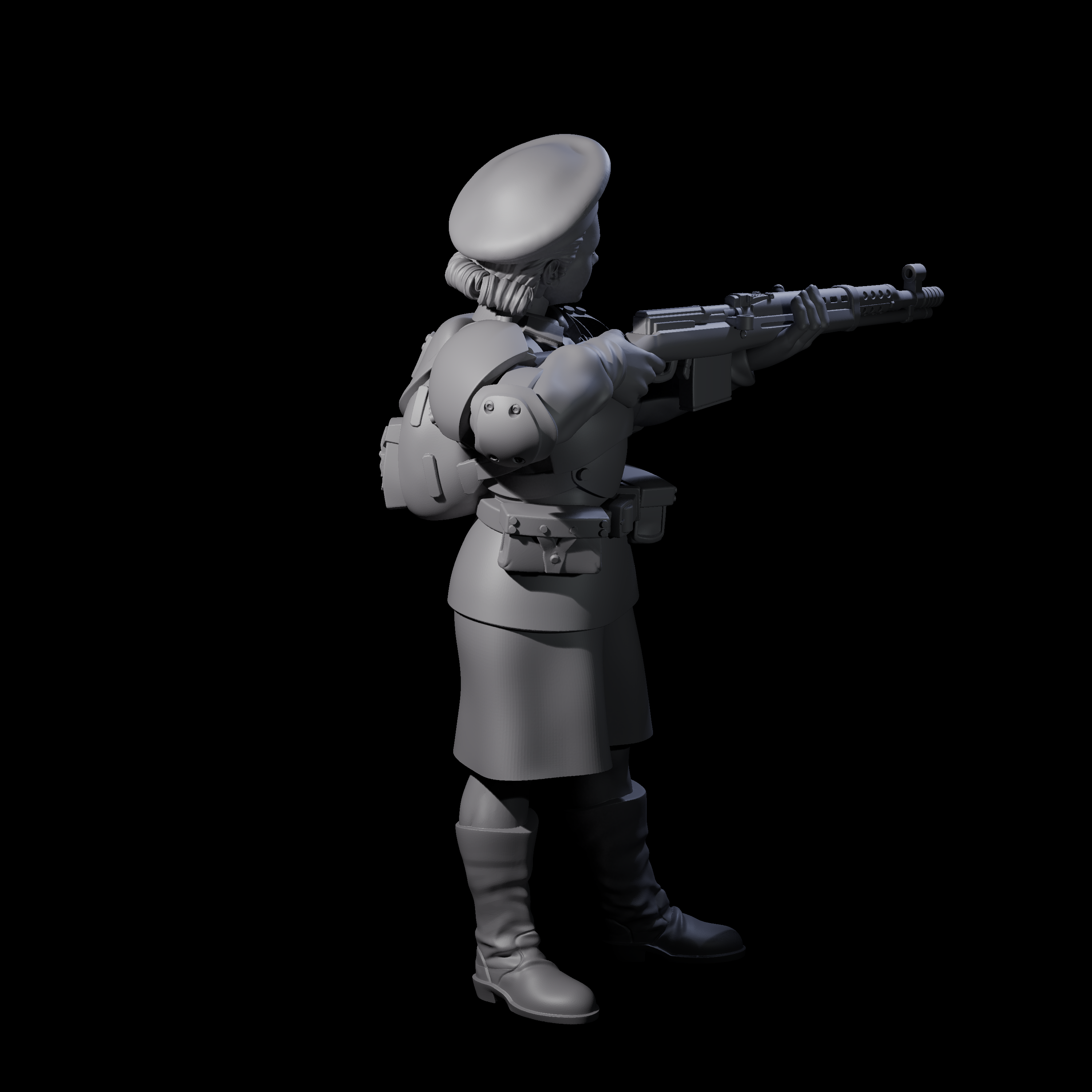 Weird War Soviet Shooting War Maiden Rifleman F Miniature for Dungeons and Dragons, Pathfinder or other TTRPGs