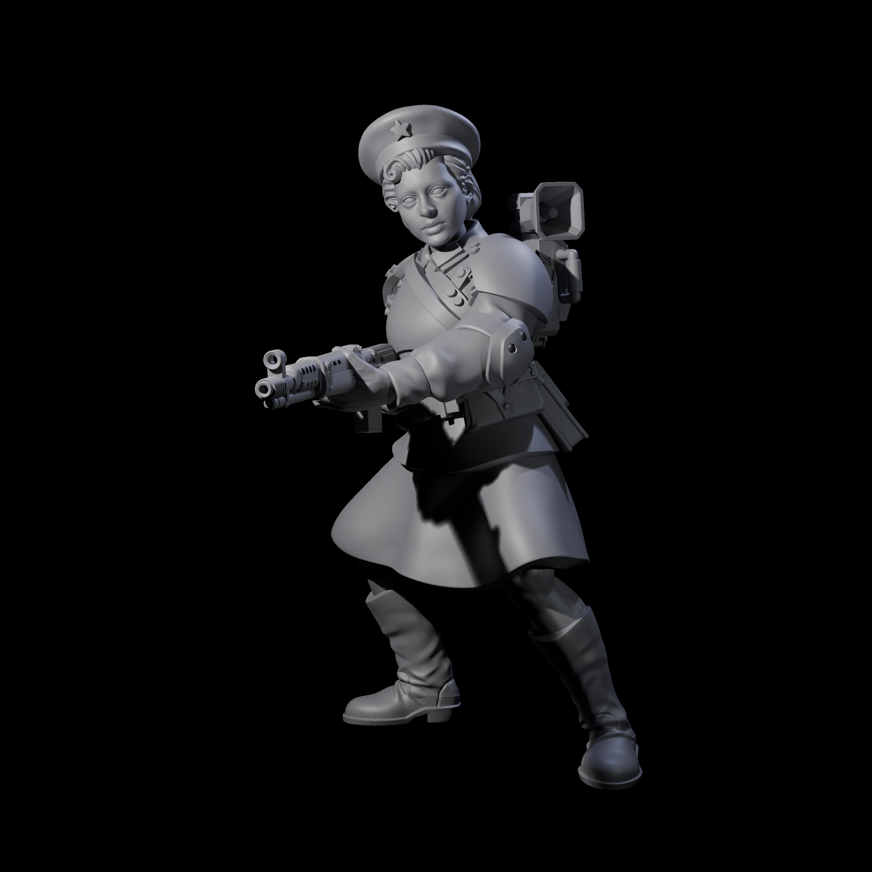 Weird War Soviet Shooting War Maiden Rifleman I Miniature for Dungeons and Dragons, Pathfinder or other TTRPGs