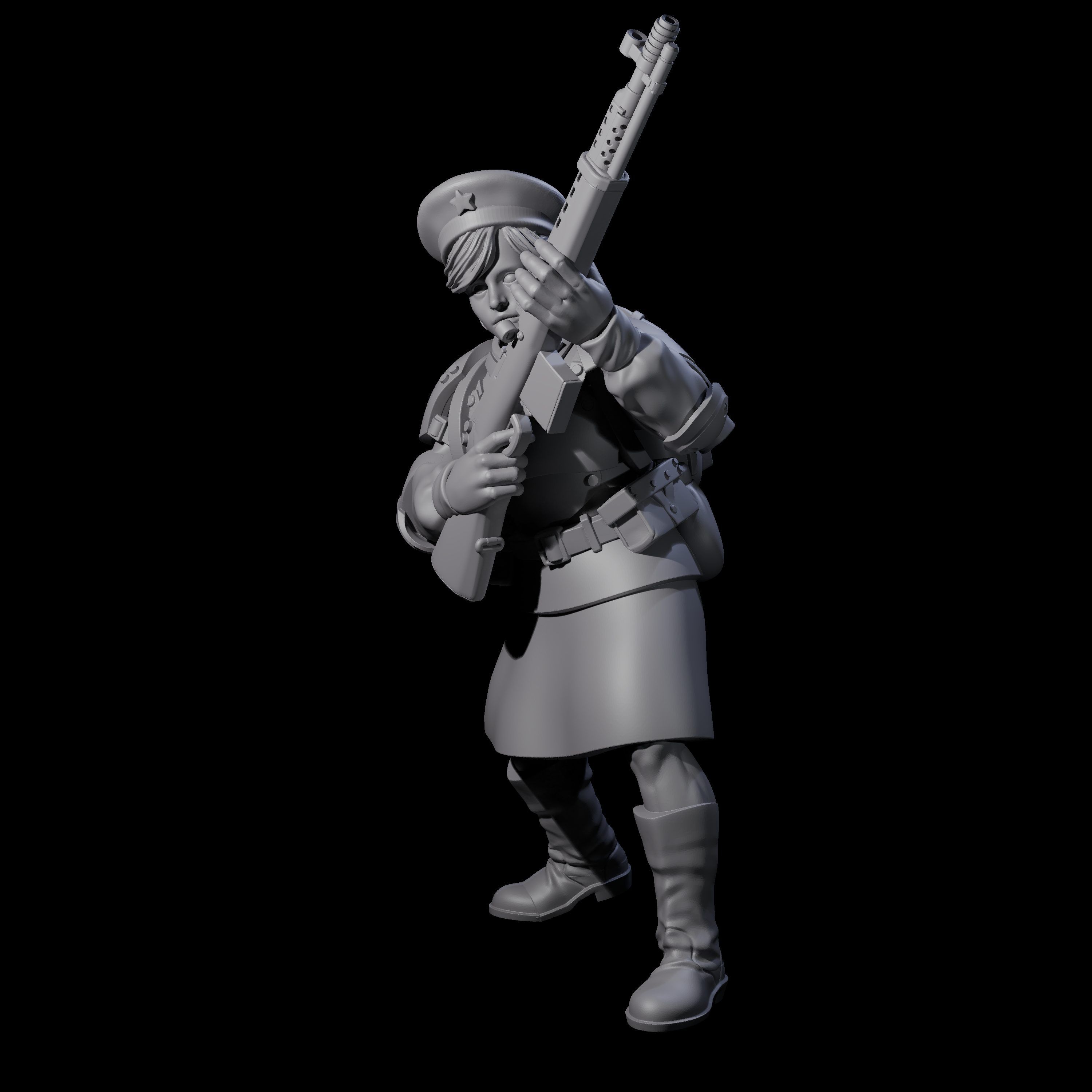 Weird War Soviet Shooting War Maiden Rifleman J Miniature for Dungeons and Dragons, Pathfinder or other TTRPGs