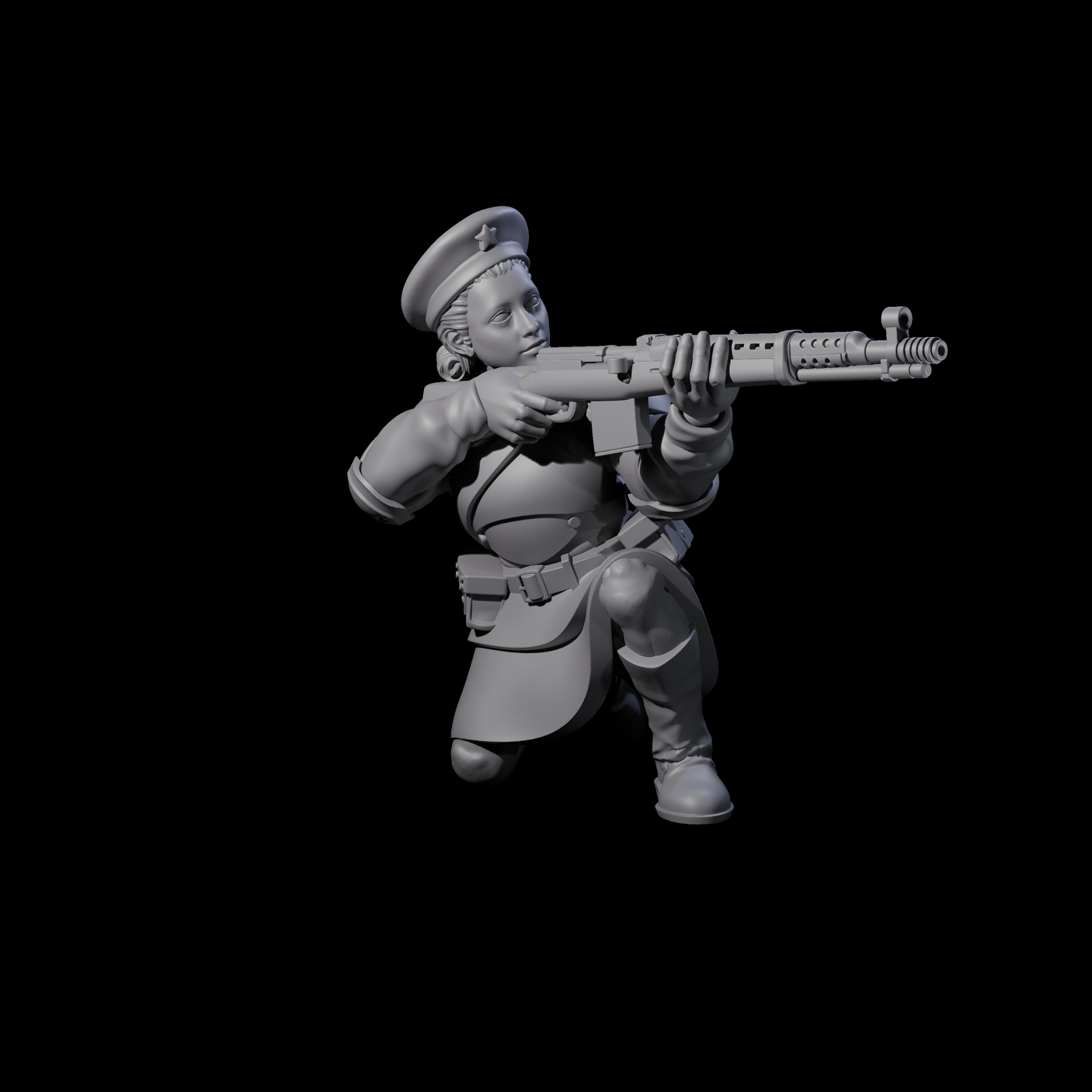 Weird War Soviet Shooting War Maiden Riflemen Miniature for Dungeons and Dragons, Pathfinder or other TTRPGs