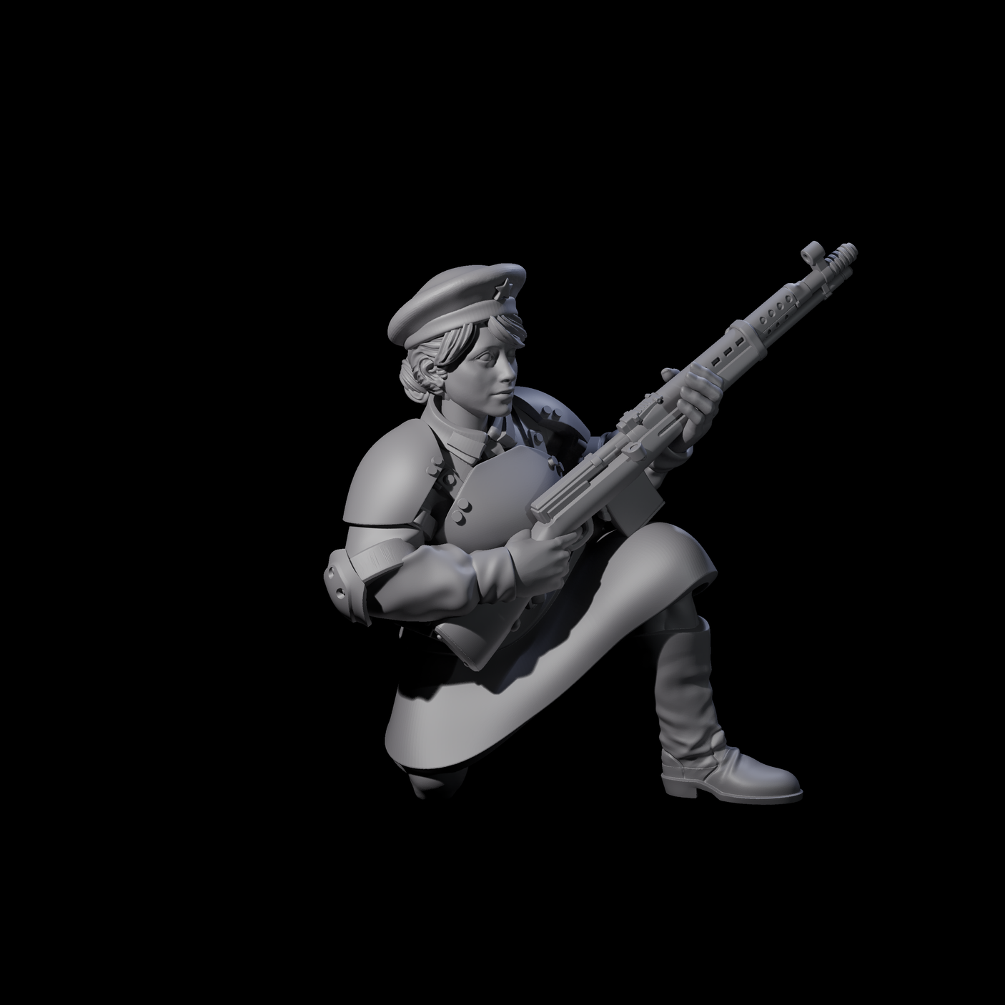 Weird War Soviet Shooting War Maiden Riflemen Miniature for Dungeons and Dragons, Pathfinder or other TTRPGs