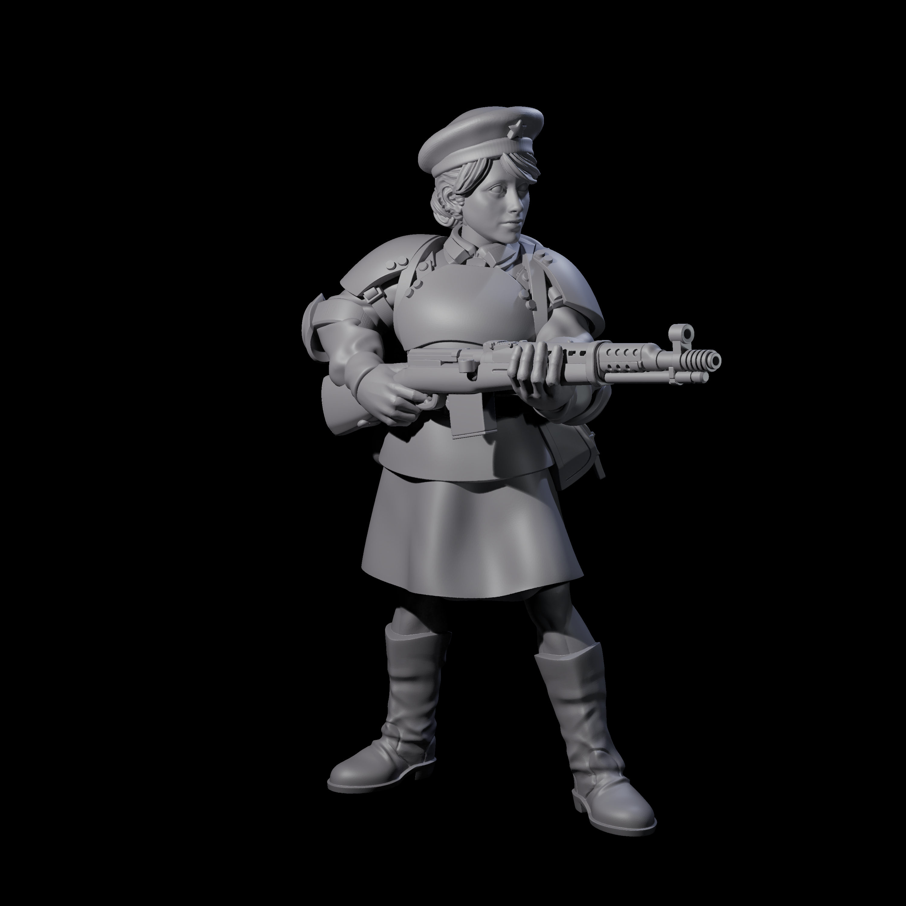 Weird War Soviet Shooting War Maiden Riflemen Miniature for Dungeons and Dragons, Pathfinder or other TTRPGs