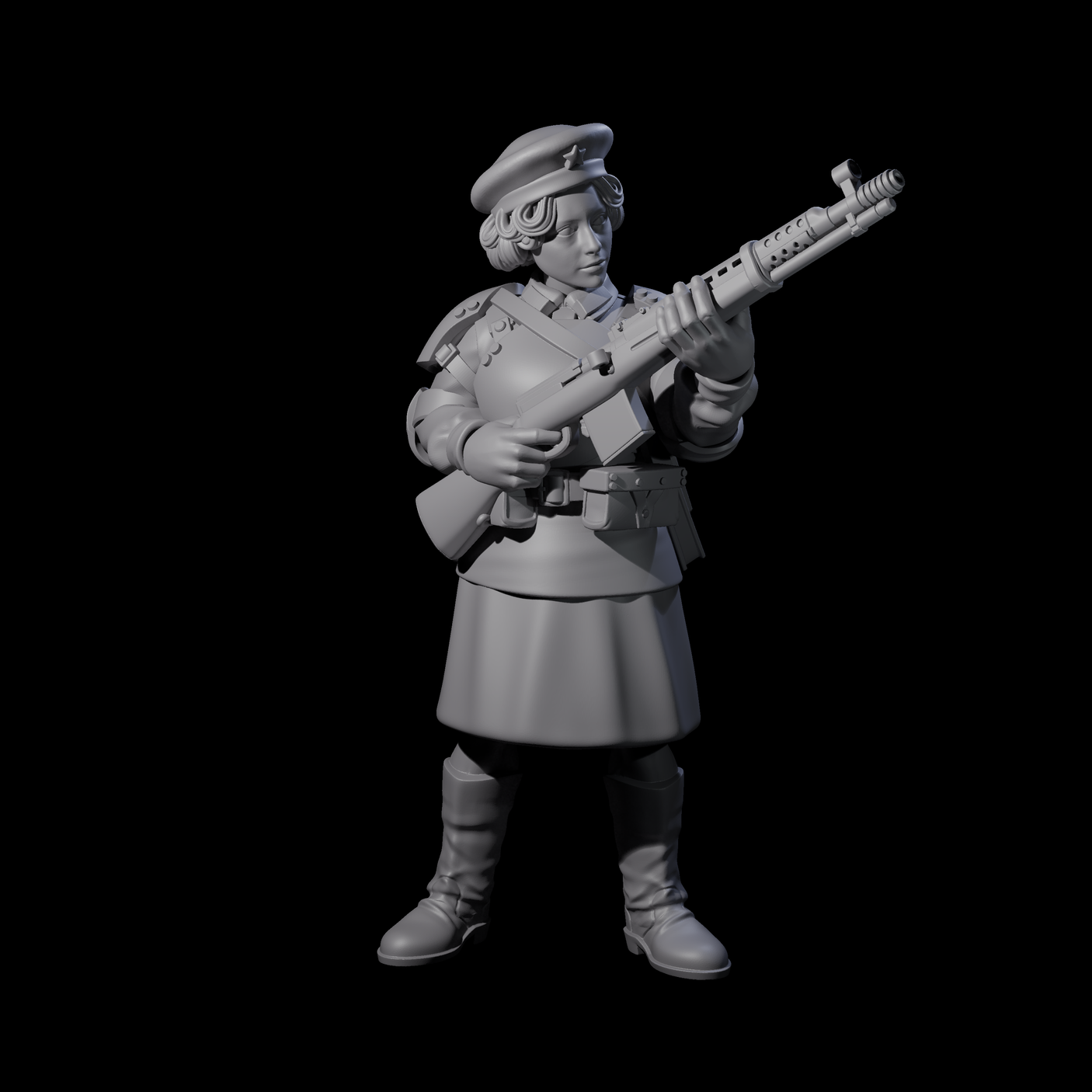 Weird War Soviet Shooting War Maiden Riflemen Miniature for Dungeons and Dragons, Pathfinder or other TTRPGs