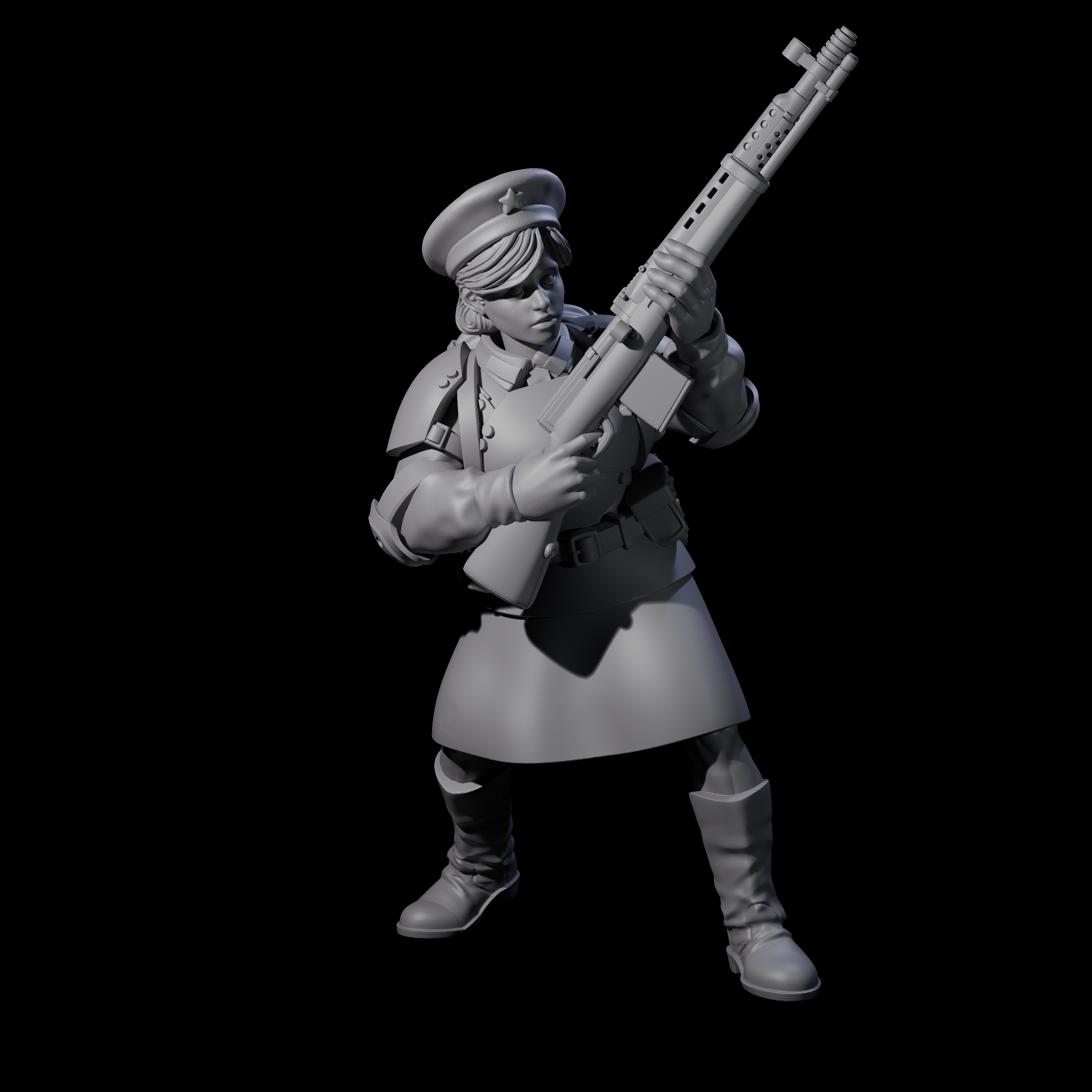 Weird War Soviet Shooting War Maiden Riflemen Miniature for Dungeons and Dragons, Pathfinder or other TTRPGs