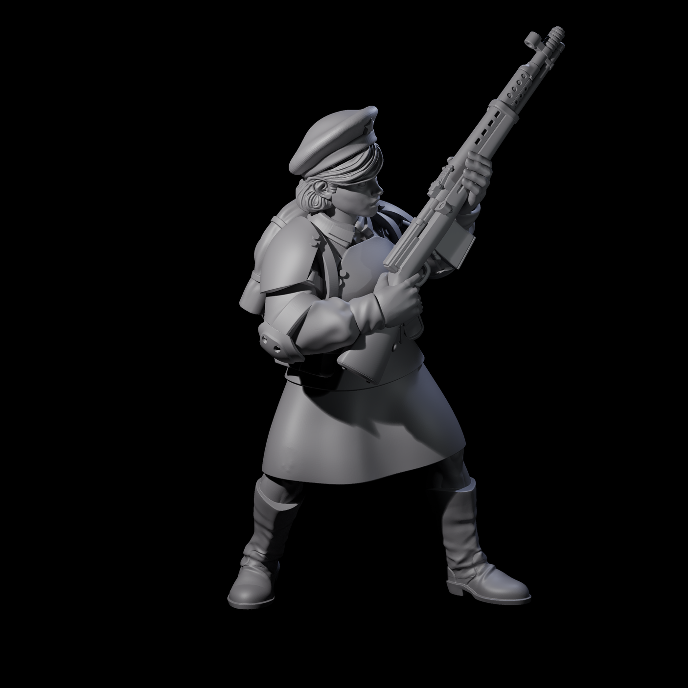 Weird War Soviet Shooting War Maiden Riflemen Miniature for Dungeons and Dragons, Pathfinder or other TTRPGs