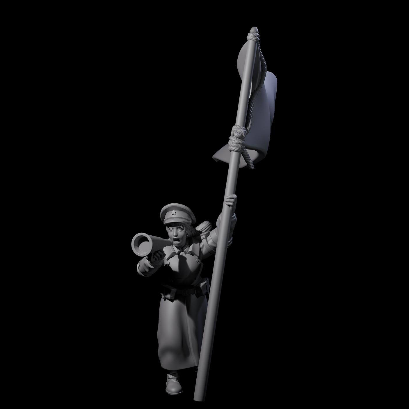 Weird War Soviet Shouting War Maiden Commissar Miniature for Dungeons and Dragons, Pathfinder or other TTRPGs