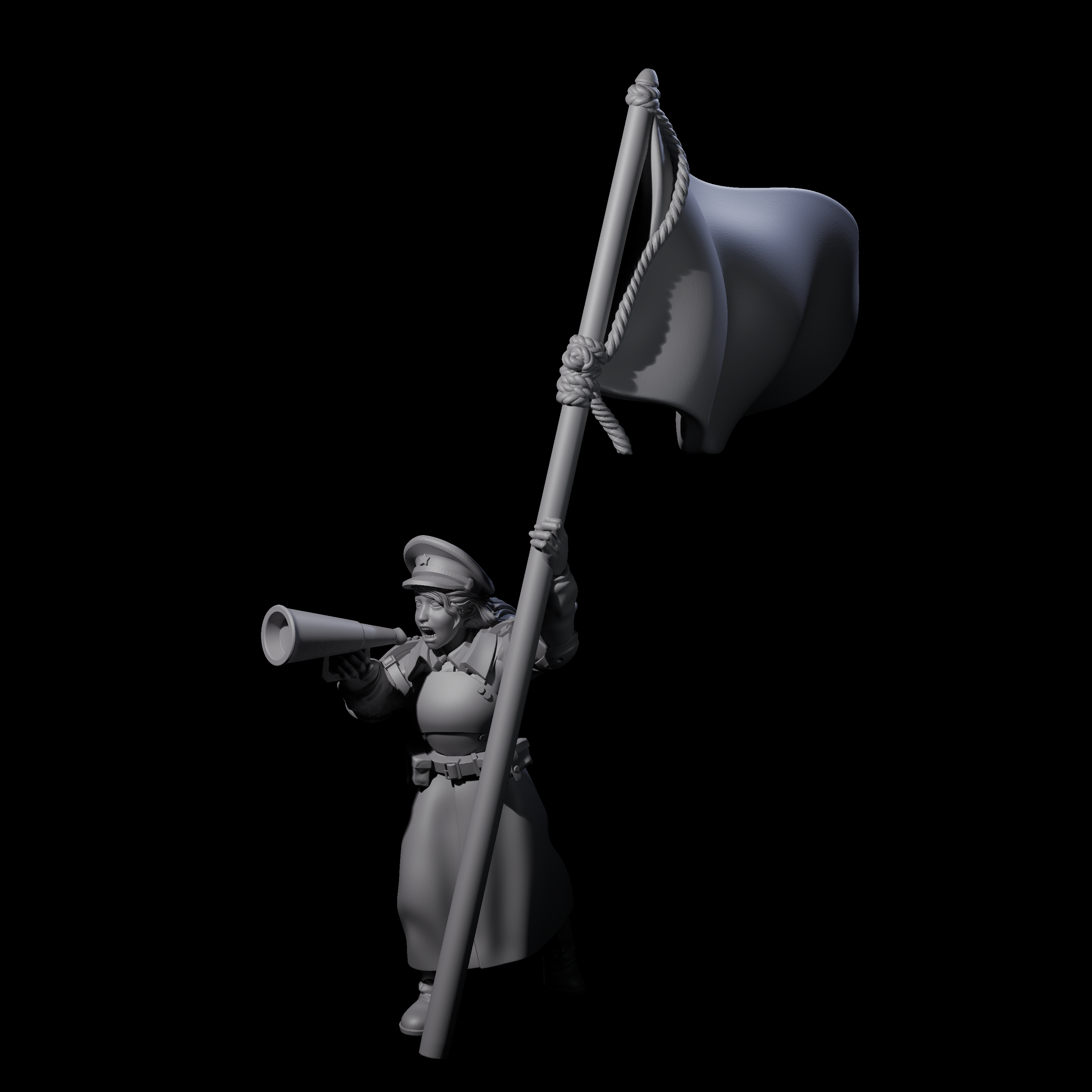 Weird War Soviet Shouting War Maiden Commissar Miniature for Dungeons and Dragons, Pathfinder or other TTRPGs