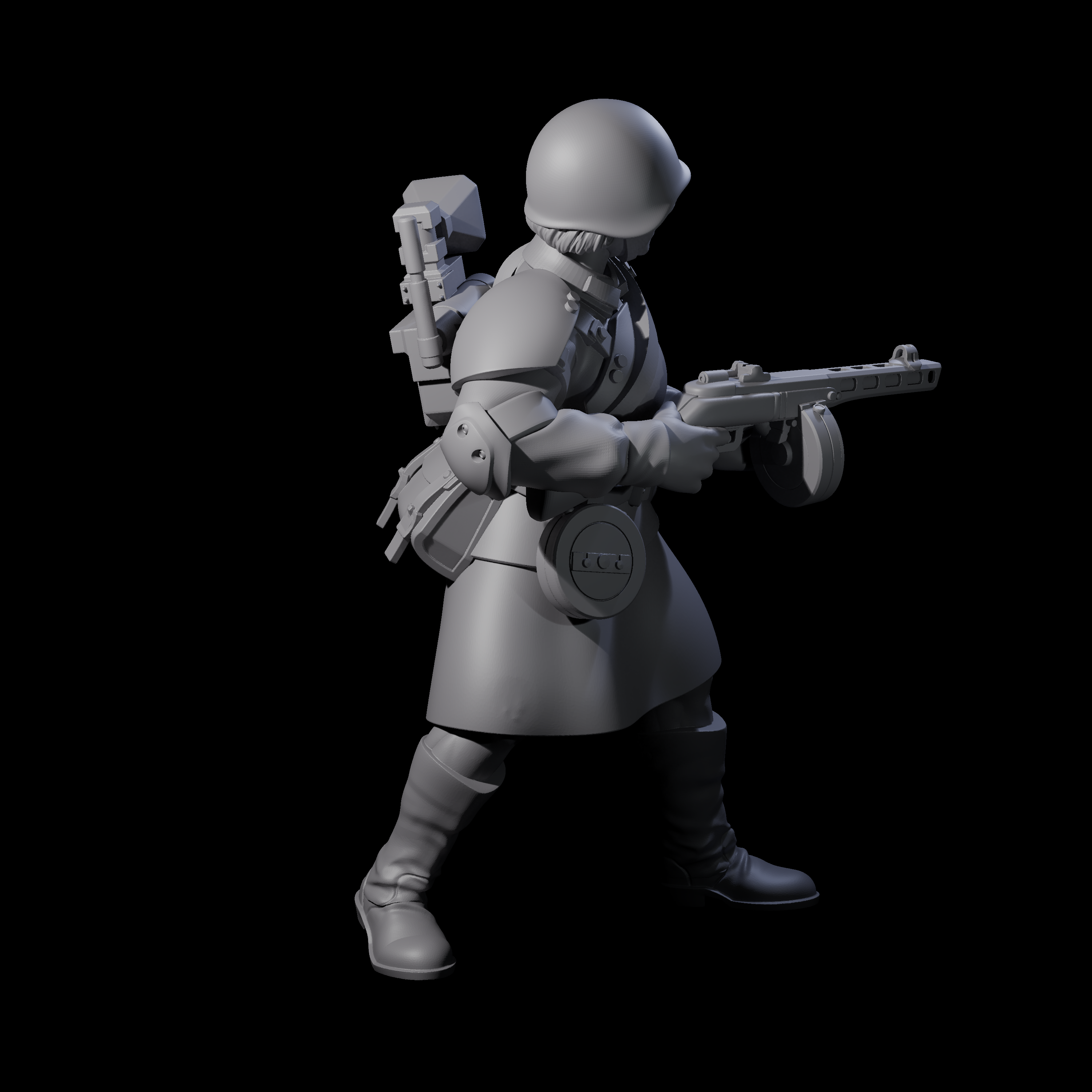 Weird War Soviet Spraying SMG War Maiden A Miniature for Dungeons and Dragons, Pathfinder or other TTRPGs