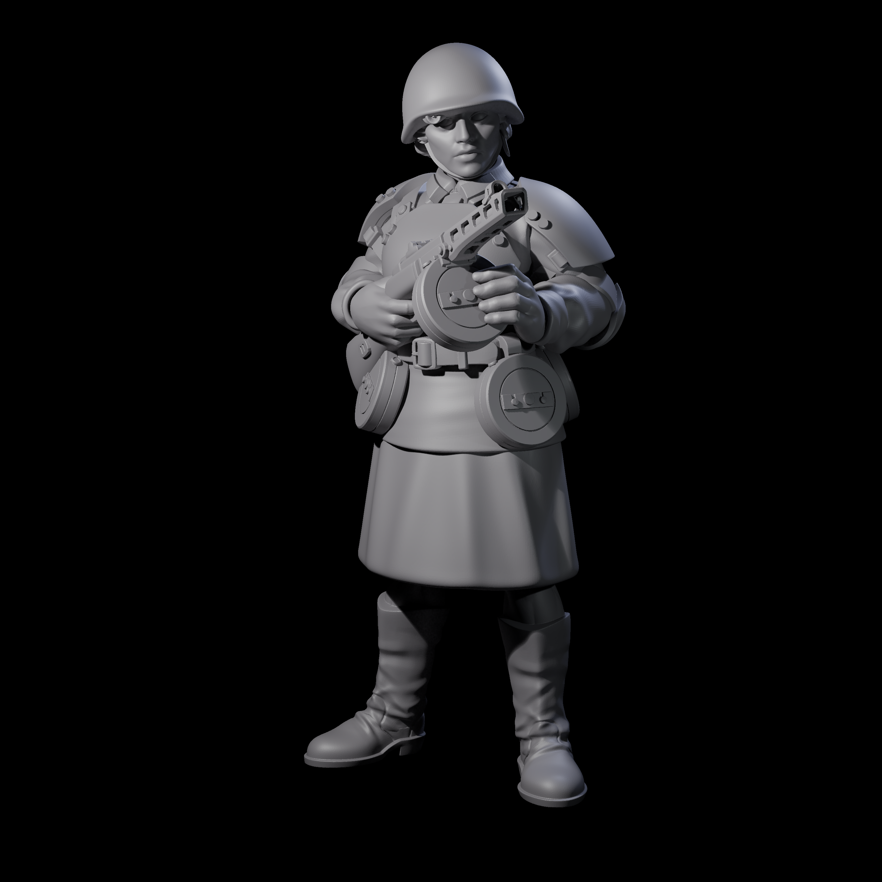 Weird War Soviet Spraying SMG War Maiden B Miniature for Dungeons and Dragons, Pathfinder or other TTRPGs