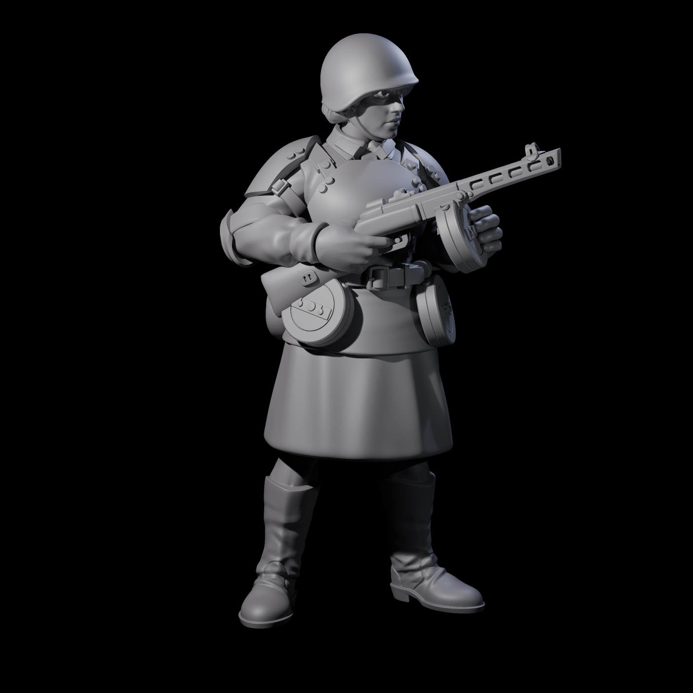 Weird War Soviet Spraying SMG War Maiden B Miniature for Dungeons and Dragons, Pathfinder or other TTRPGs