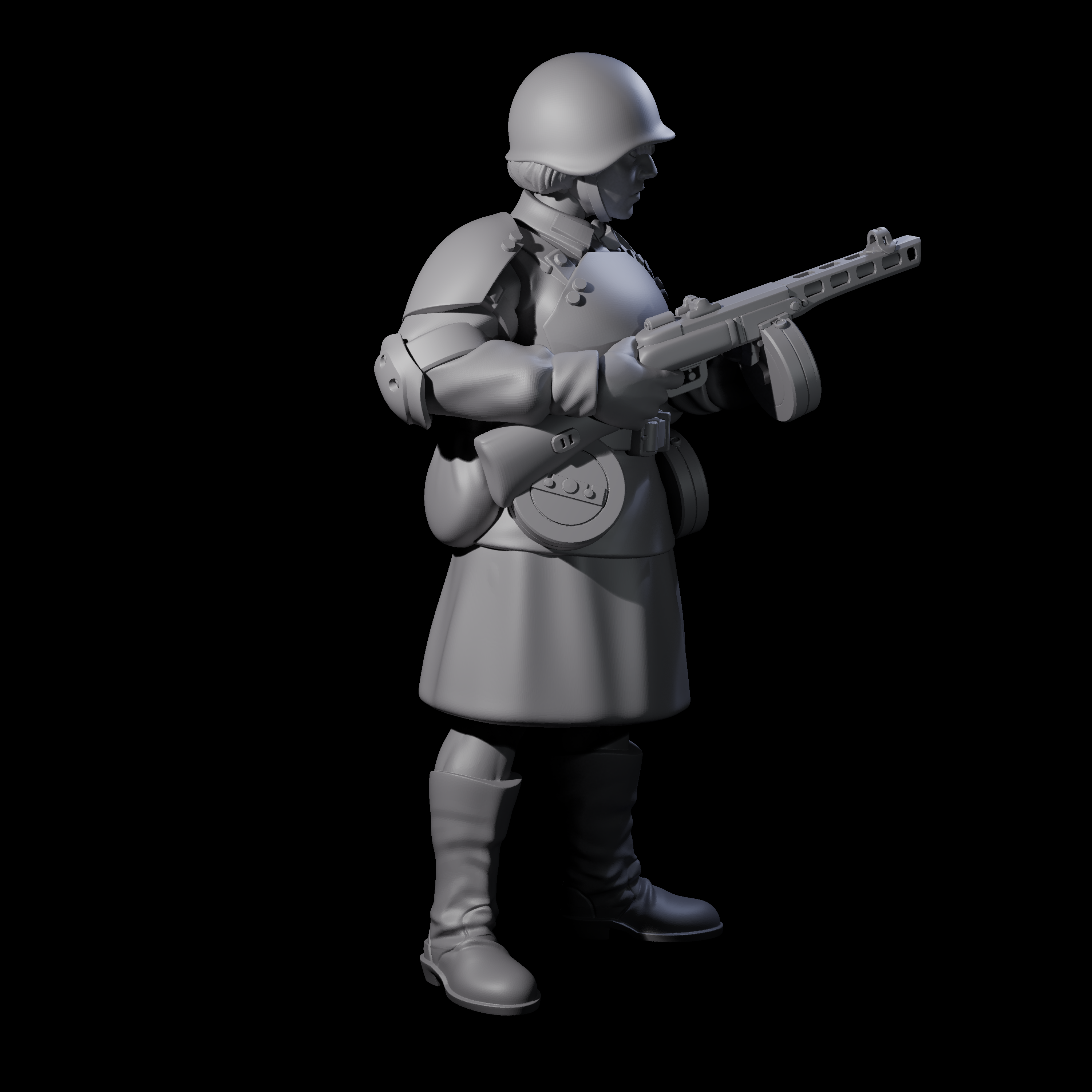 Weird War Soviet Spraying SMG War Maiden B Miniature for Dungeons and Dragons, Pathfinder or other TTRPGs