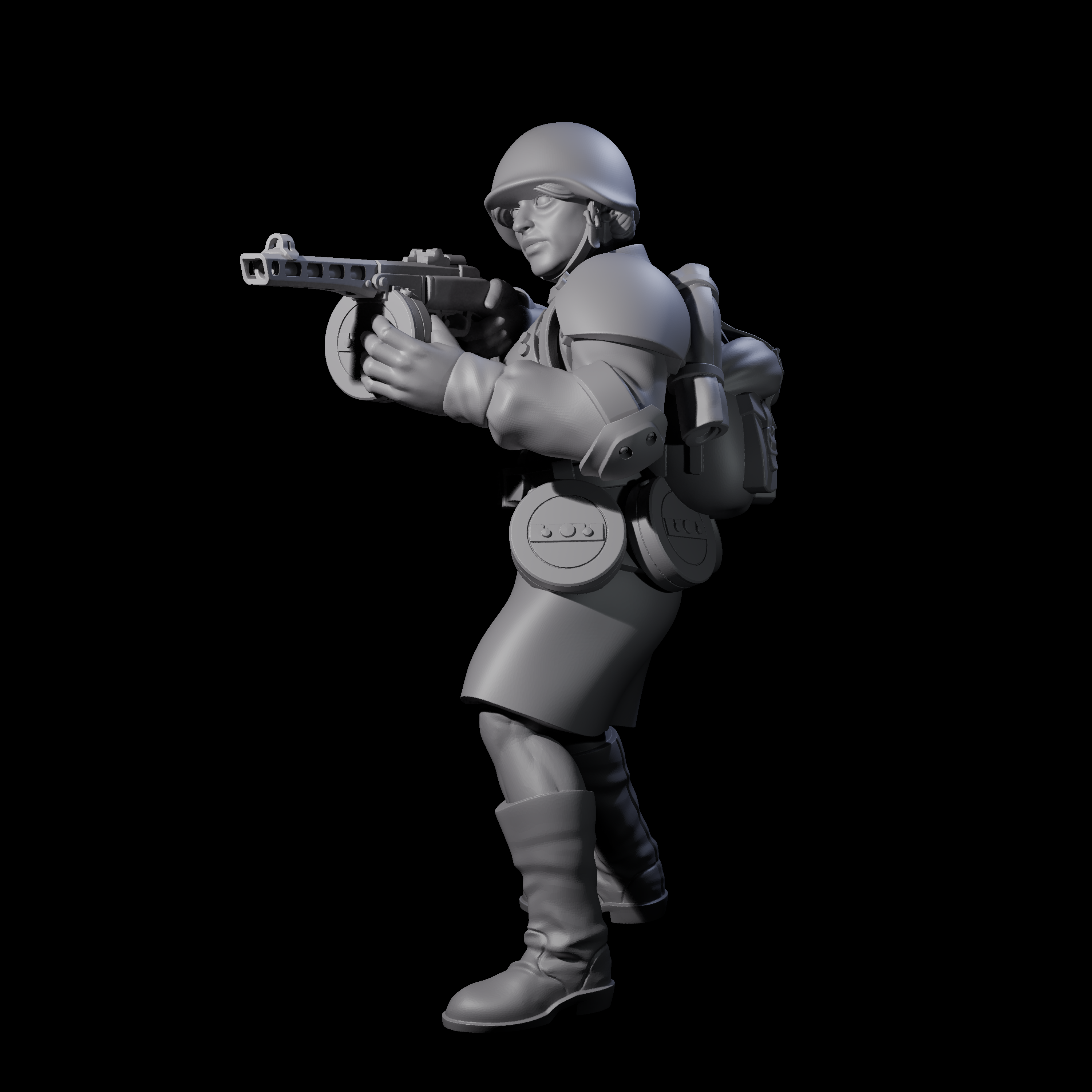 Weird War Soviet Spraying SMG War Maiden C Miniature for Dungeons and Dragons, Pathfinder or other TTRPGs