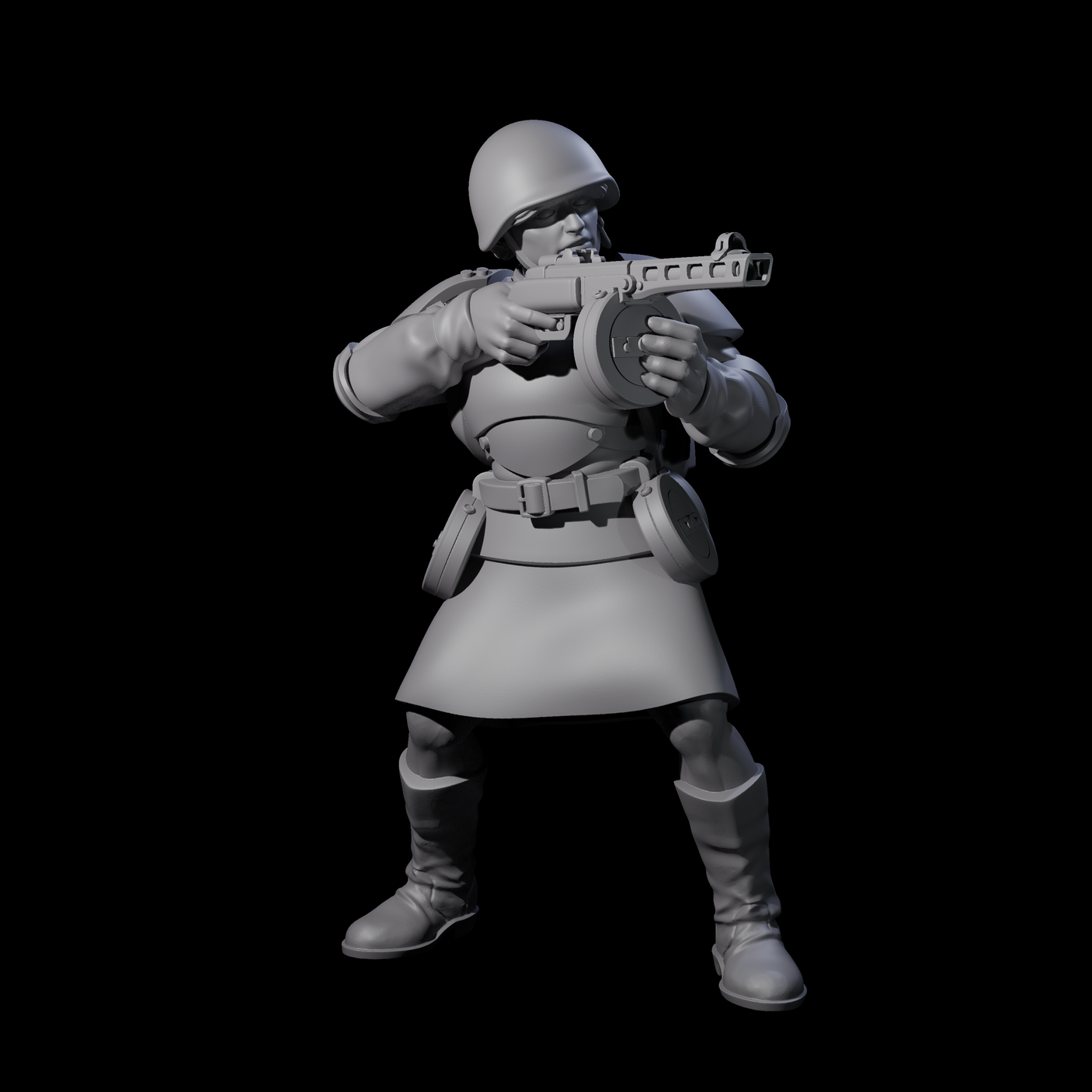 Weird War Soviet Spraying SMG War Maiden C Miniature for Dungeons and Dragons, Pathfinder or other TTRPGs